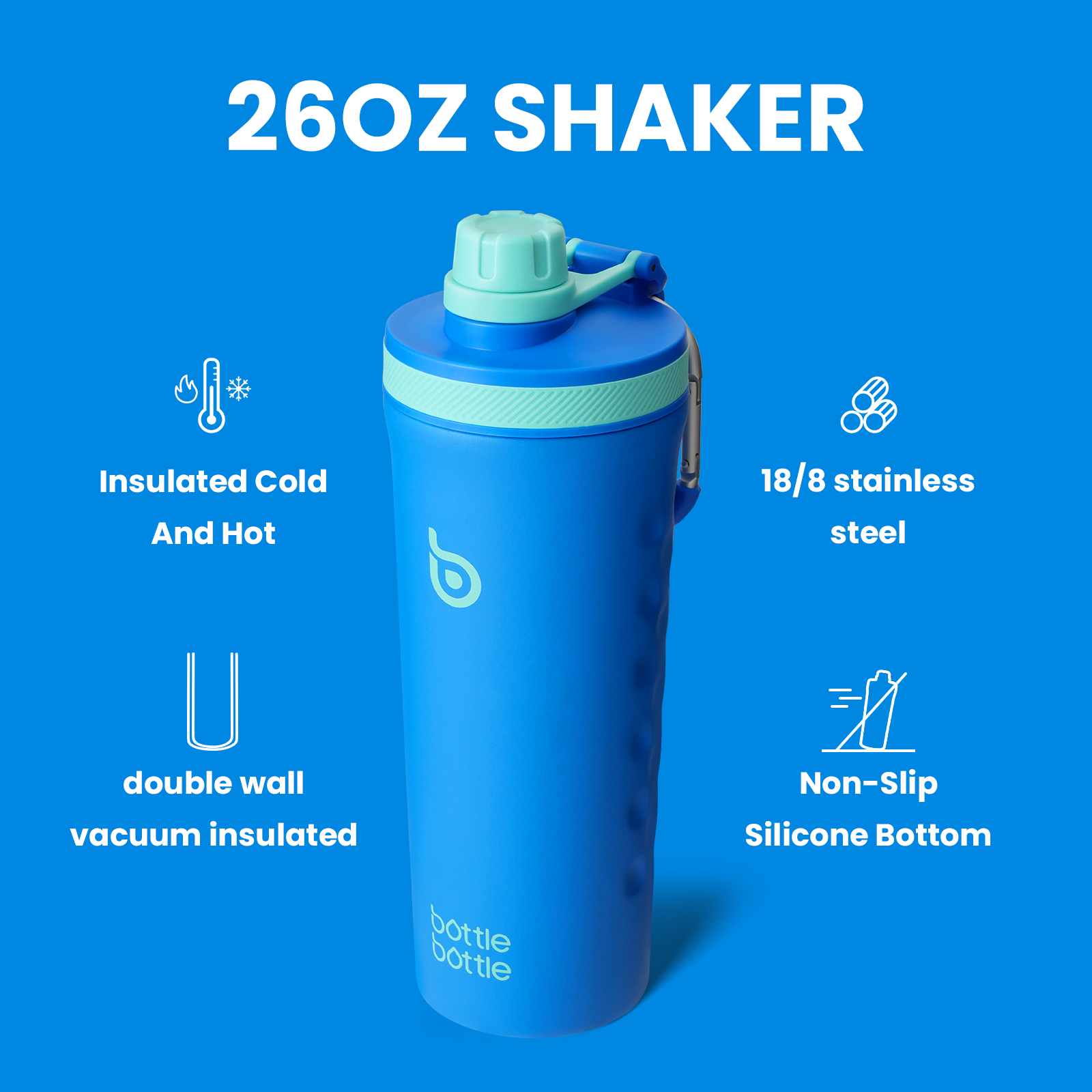 26 oz Insulated Shaker Bottle Insulated Water Bottle for Men and Women Protein Shaker for Gym Water Cup