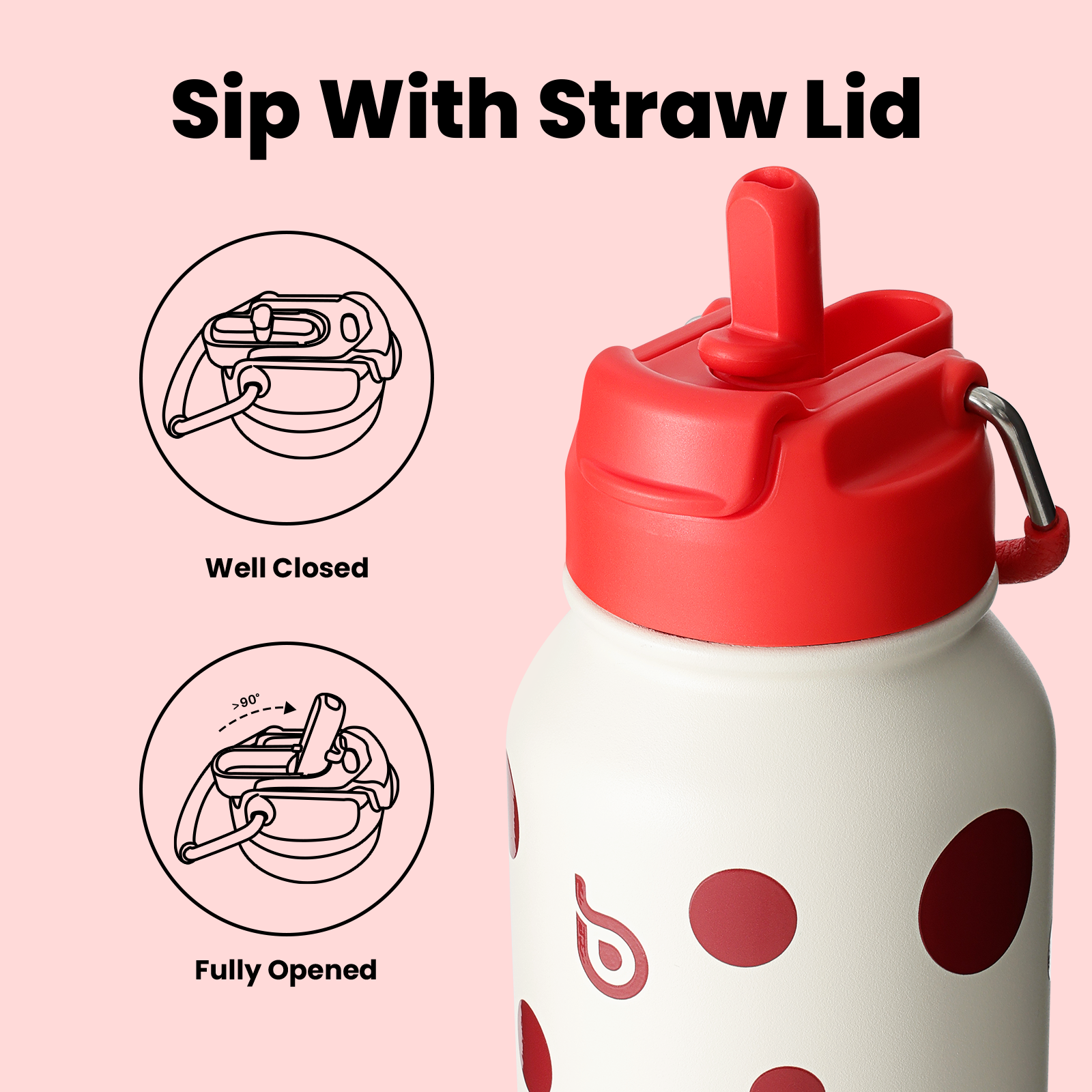 32oz Insulated Water Bottle Stainless Steel Sport Water Bottle with Straw Dual-use Lid Design for Gym with Pill Box