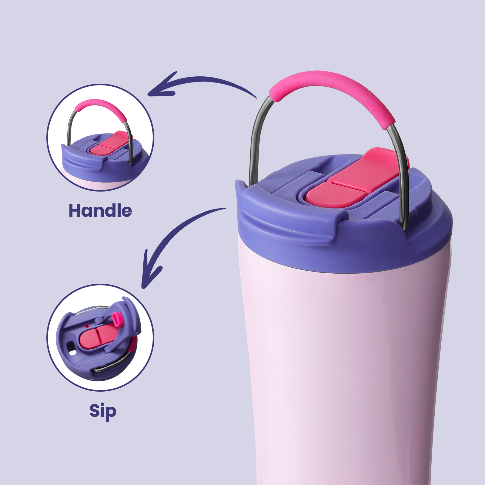 Innovative Ice-Ready Lid: Add ice cubes directly through the lid without unscrewing — no mess, no hassle. Enjoy chilled drinks faster and keep beverages at the ideal temperature for hours.