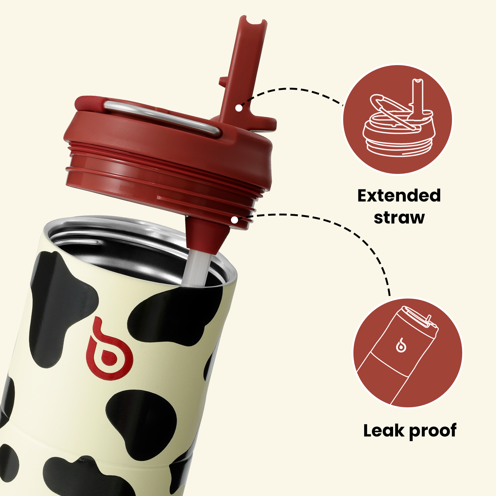 Insulated Water Bottle 24oz with Straw Lid and Handle for Sports Travel Gym Stainless Steel Water Bottles Double-Wall Vacuum Metal Leak Proof BPA-Free