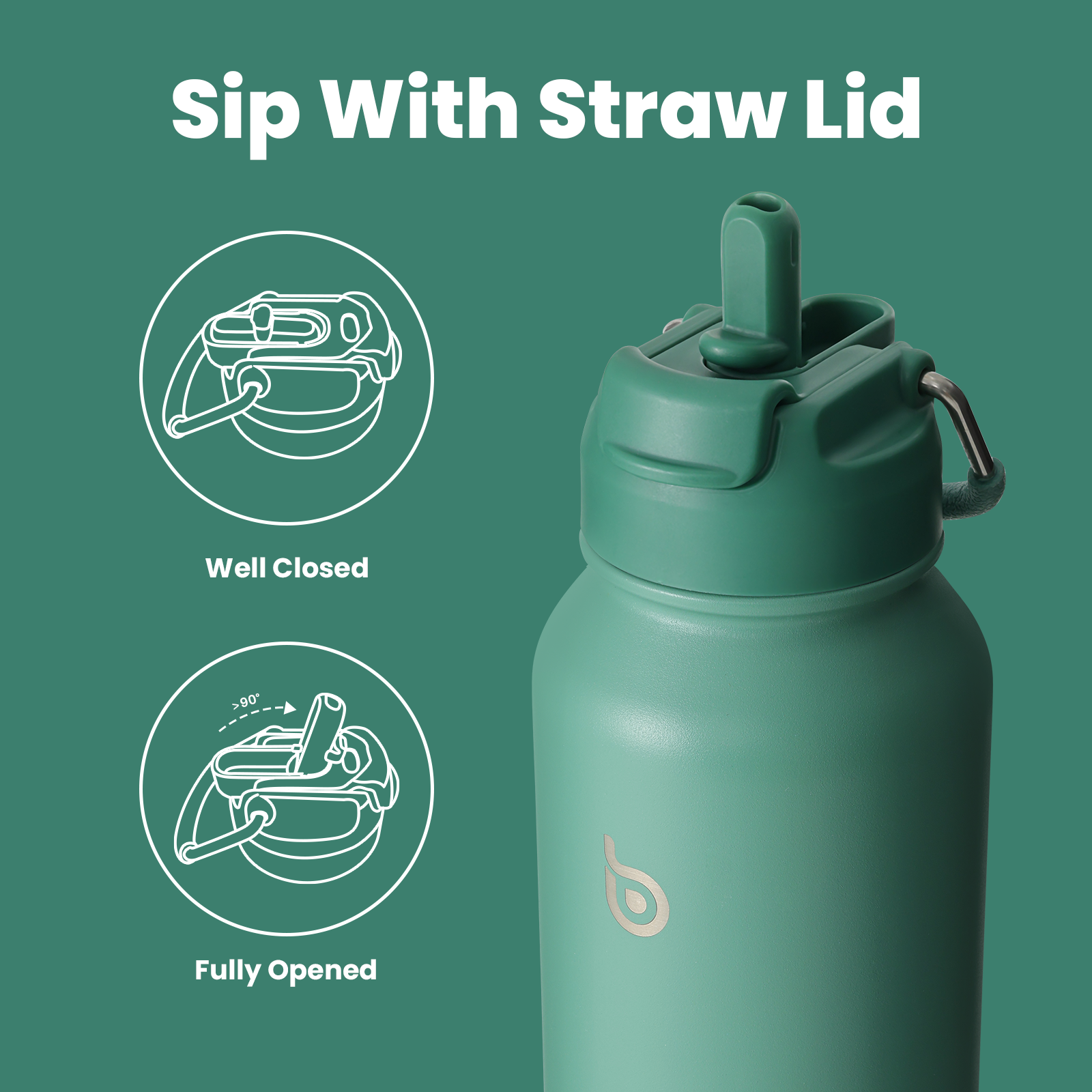 40 oz sports water bottle stainless steel insulated water bottle with straw and pills holder