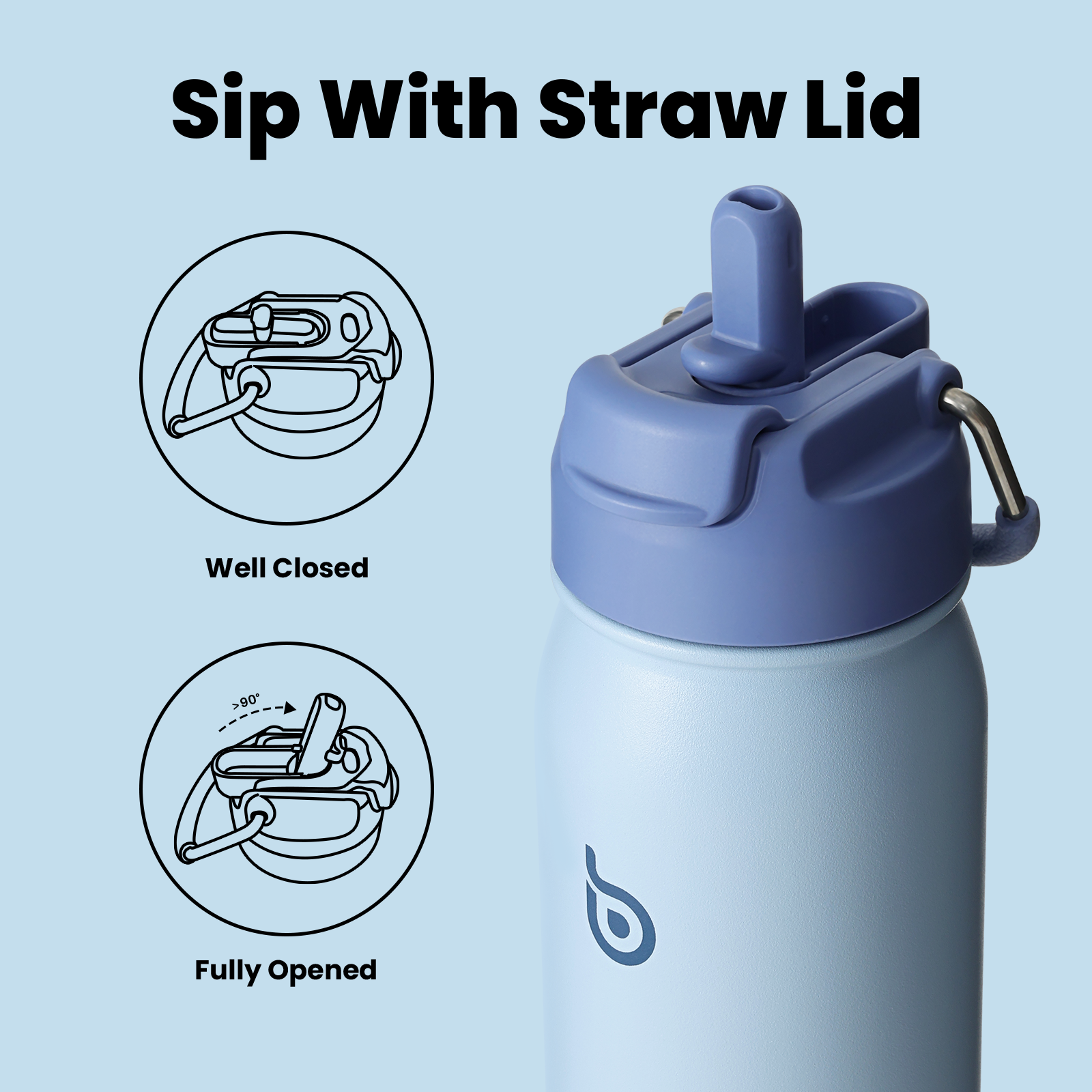 16 oz sports water bottle stainless steel insulated kids water bottle with straw and pills holder for gifts and school