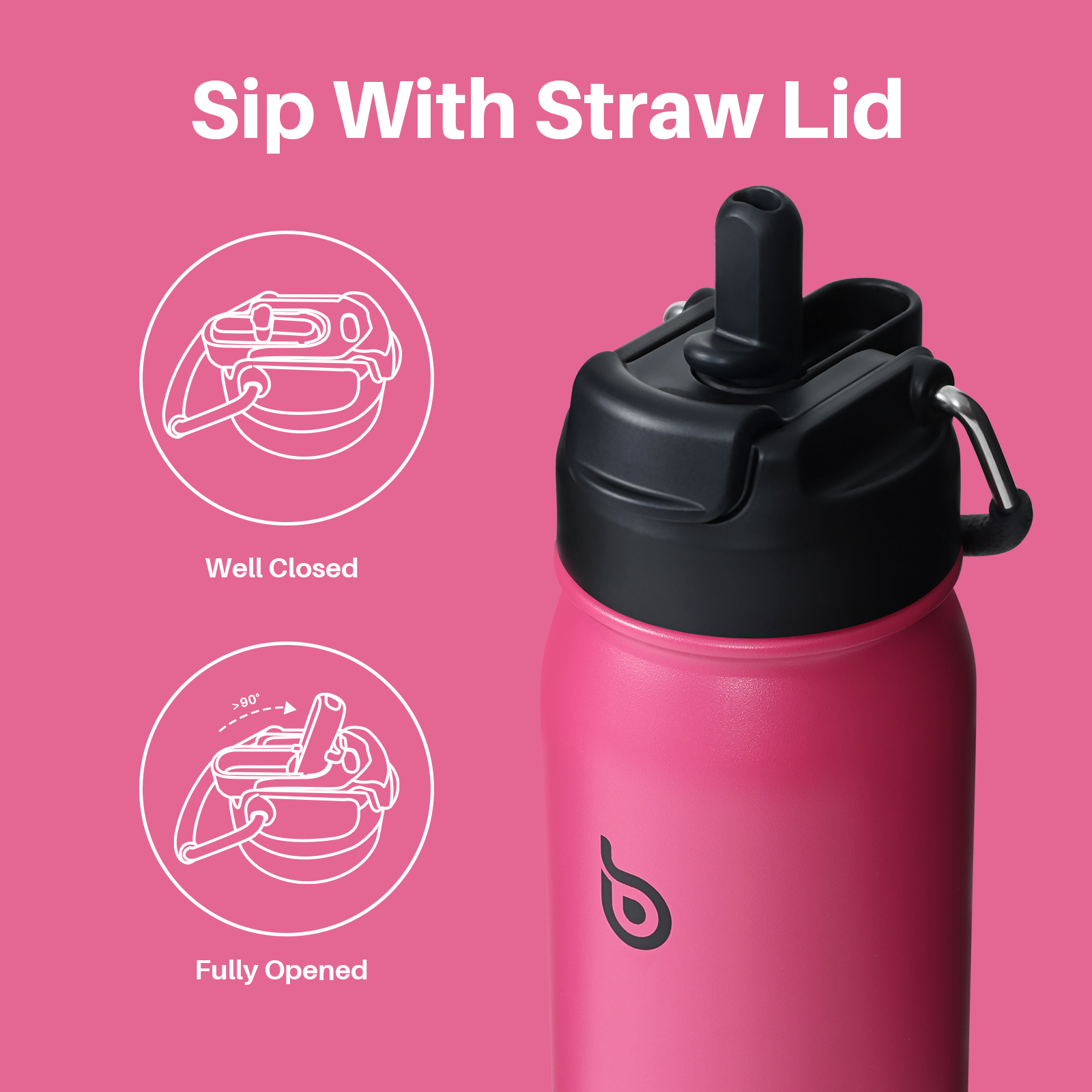 16 oz sports water bottle stainless steel insulated kids water bottle with straw and pills holder for gifts and school