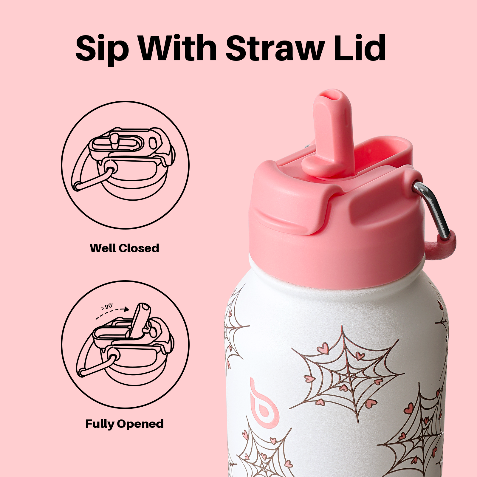 32oz Insulated Water Bottle Stainless Steel Sport Water Bottle with Straw Dual-use Lid Design for Gym with Pill Box