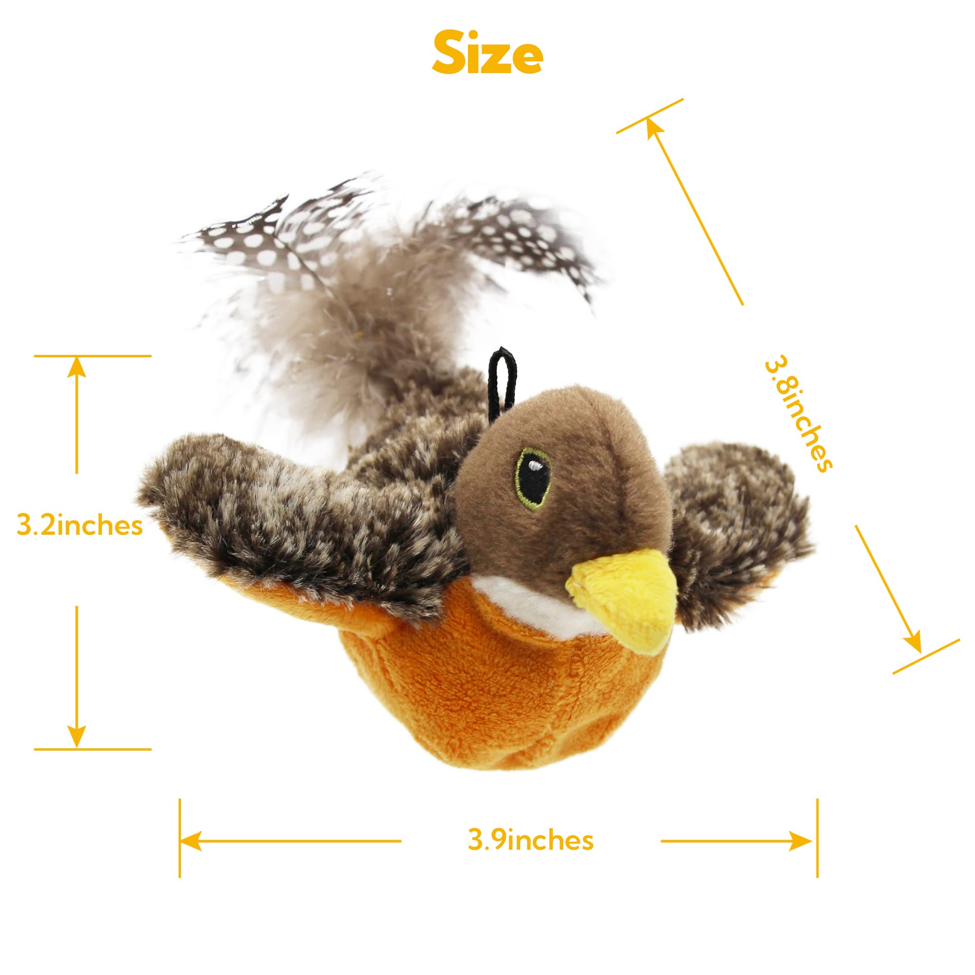 PETFUTURE Flapping Bird Cat Toy, Motion Activated with Catnip, 3 Modes & USB Rechargeable, Machine Washable Interactive Toy for Indoor Cats