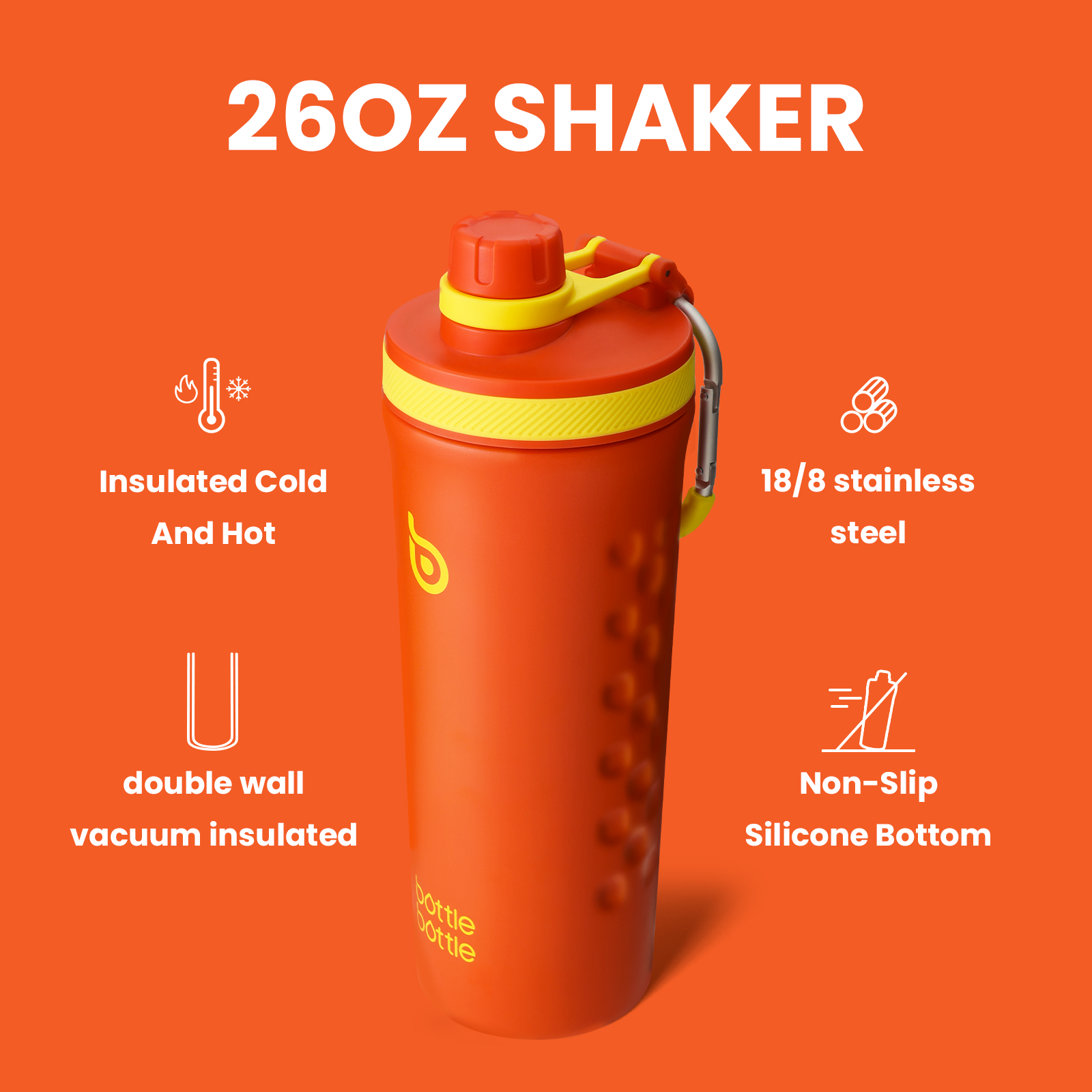 26 oz Insulated Shaker Bottle Insulated Water Bottle for Men and Women Protein Shaker for Gym Water Cup