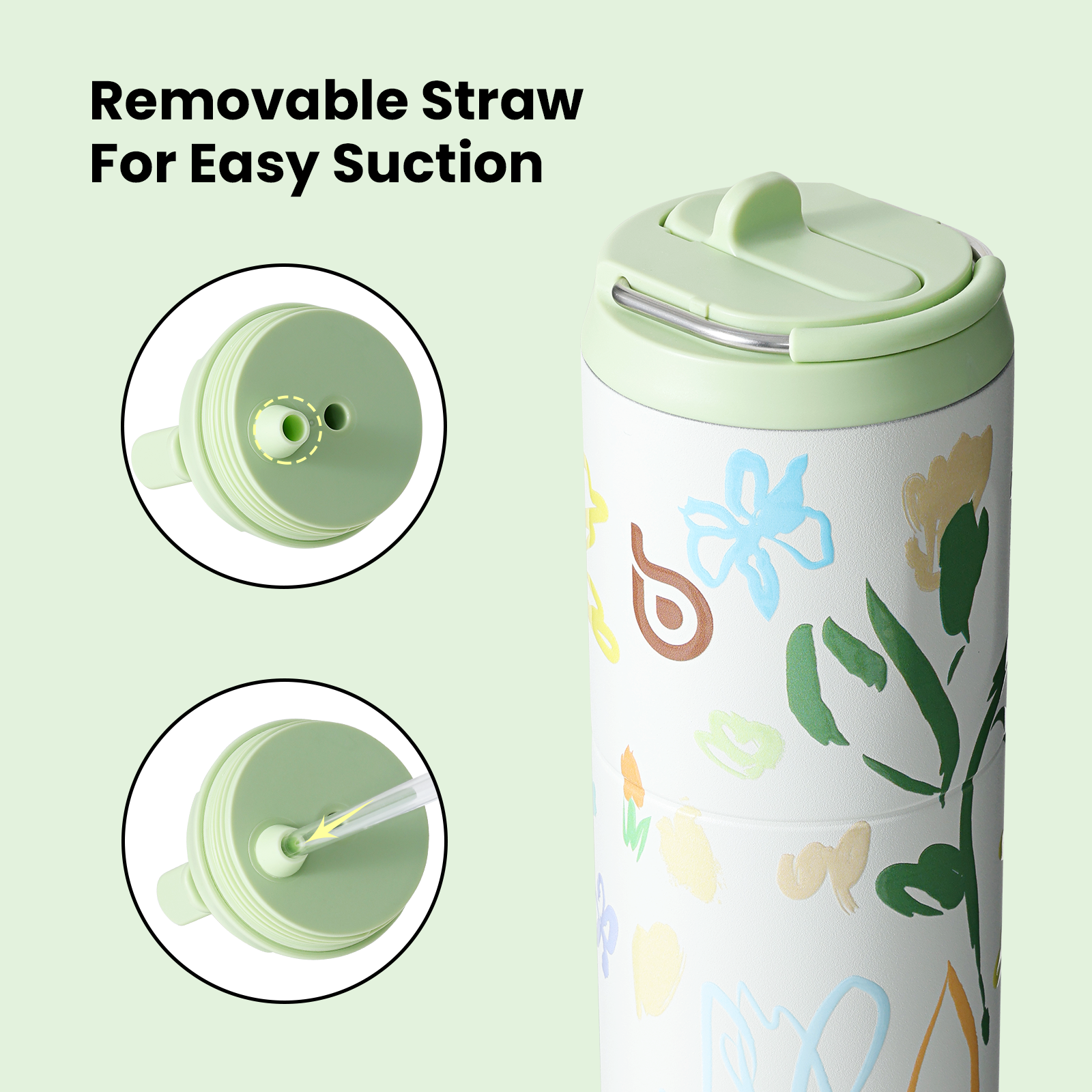 Insulated Water Bottle 24oz with Straw Lid and Handle for Sports Travel Gym Stainless Steel Water Bottles Double-Wall Vacuum Metal Leak Proof BPA-Free