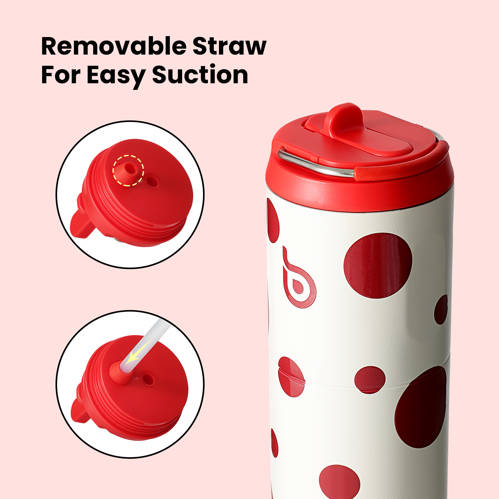 Insulated Water Bottle 24oz with Straw Lid and Handle for Sports Travel Gym Stainless Steel Water Bottles Double-Wall Vacuum Metal Leak Proof BPA-Free