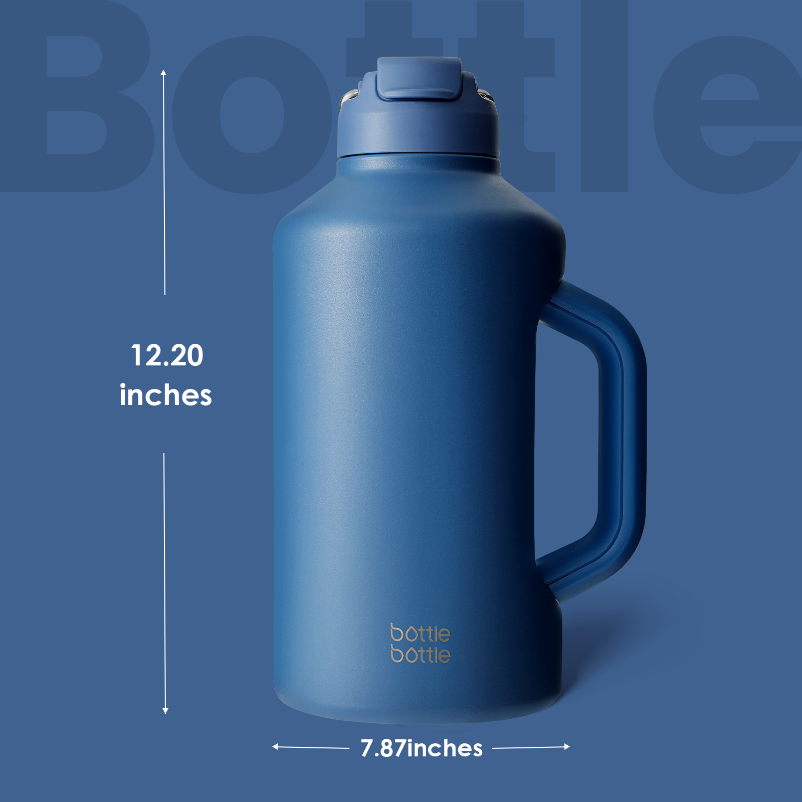 Insulated Water Bottle 64 oz with Straw and Dual-use Lid Stainless Steel Water Bottle for Men with Handle Vacuum Insulated jug for Workout Gym Soccer and Sports