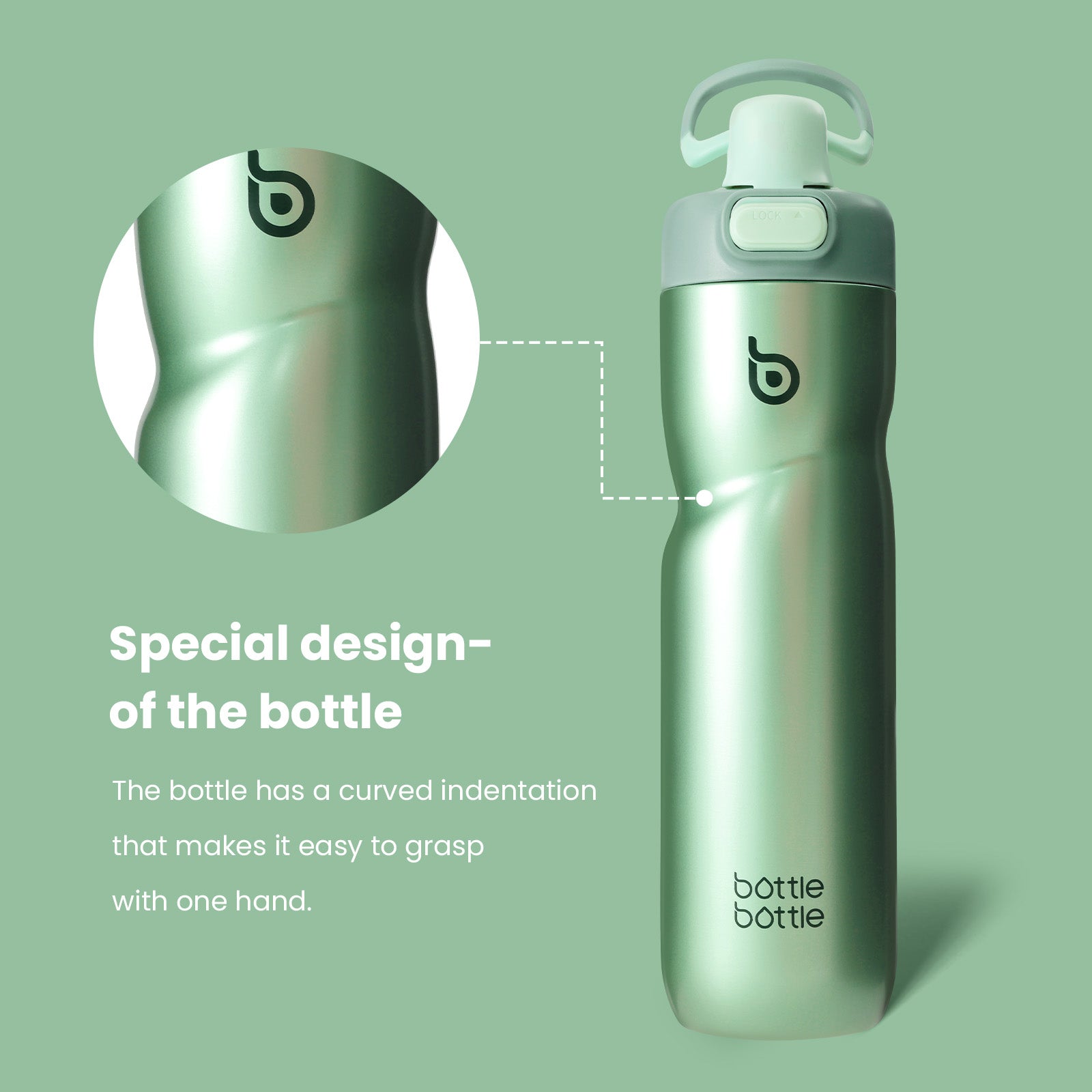 Insulated Water Bottle 24 oz with Handle and Flip Tops Lids Stainless Steel Water Bottle Push Button Lid Leak proof Portable for Running Travel Sports Hiking