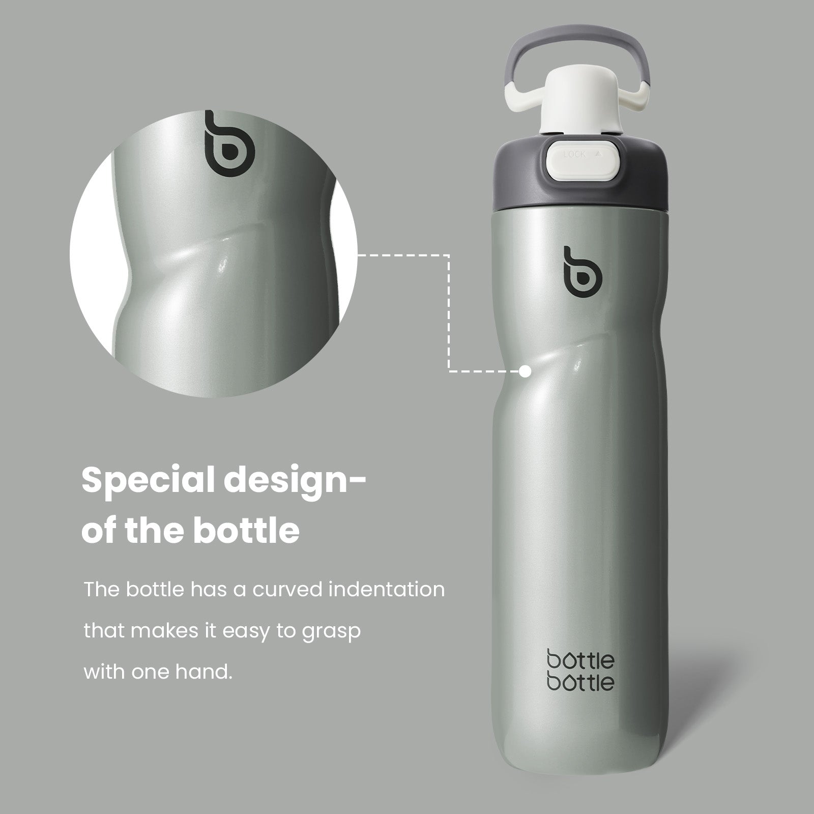 Insulated Water Bottle 24 oz with Handle and Flip Tops Lids Stainless Steel Water Bottle Push Button Lid Leak proof Portable for Running Travel Sports Hiking