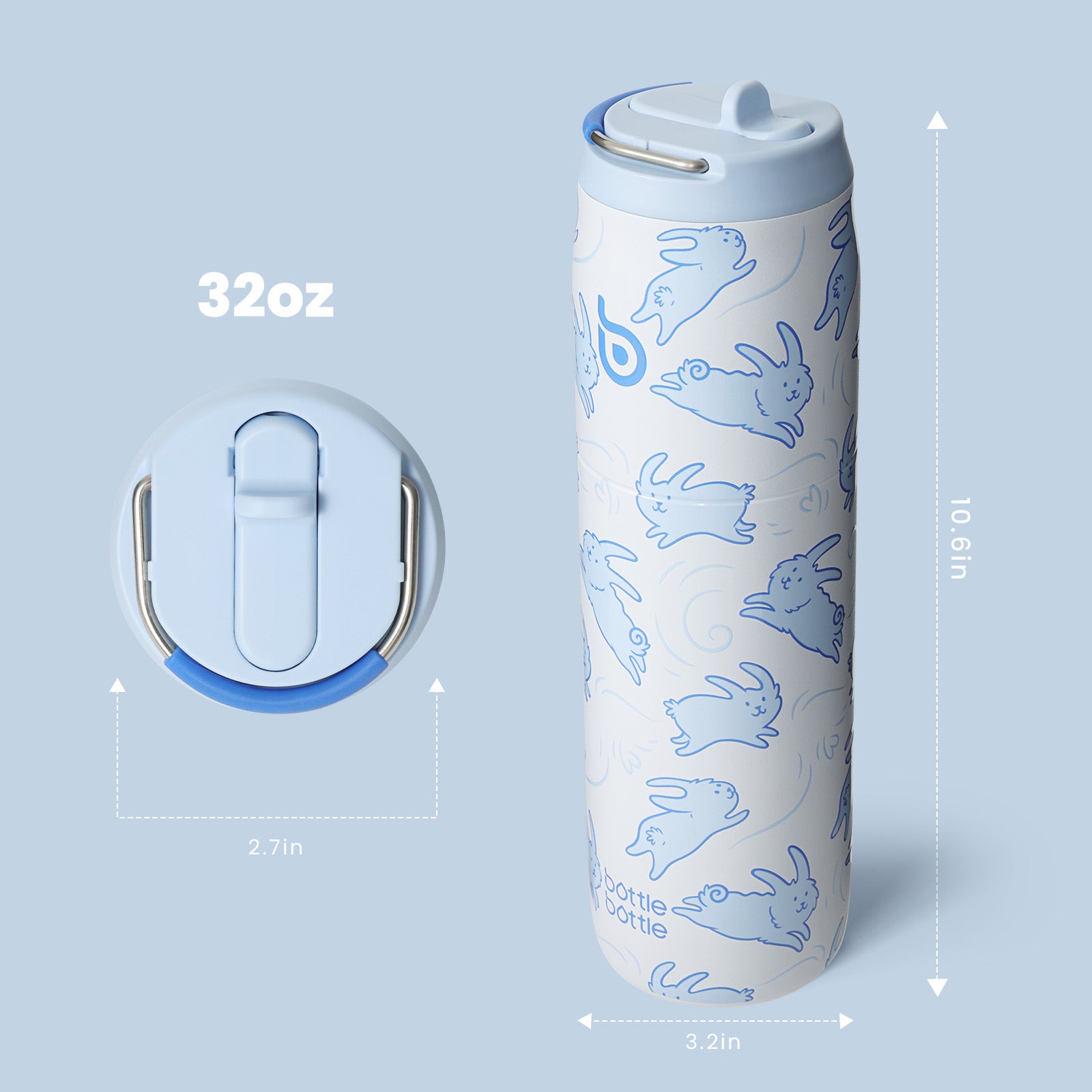 Stainless Steel Water Bottle with Straw and Lid 32 oz Vacuum Insulated Cup Stay Cold and Hot, Leak-Proof Wide Mouth Water Bottles for Men