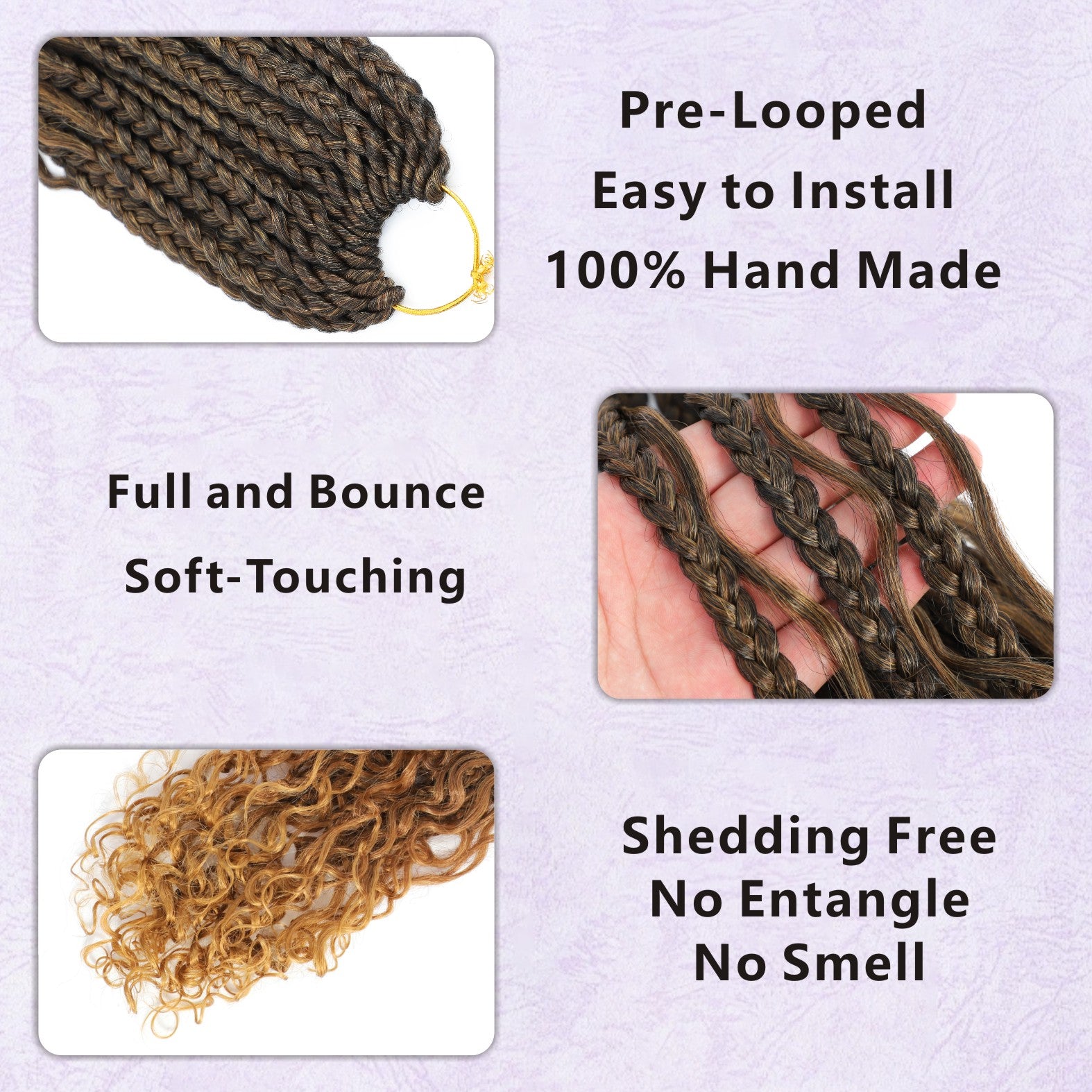 Goddess Bohemian box braids Crochet Hair,12/14 inch Pre Looped Boho Box Braid Crochet Hair with curly Ends,8pcs Boho Crochet Braids Synthetic Hair Extensions for Women