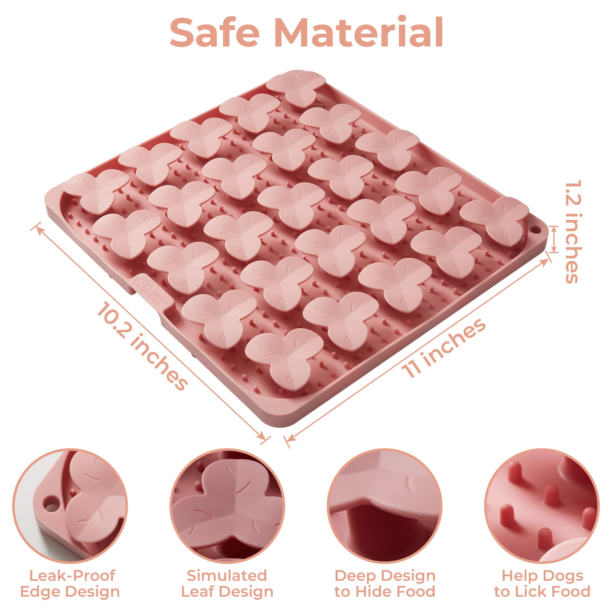 Snuffle Mat for Dogs, Lick Mat for Dogs to Slow Down Eating, Dog Puzzle Toys for Large and Medium Breed Dogs, Silicone Dog Bowls for Dry, Wet, Raw Food, Pink