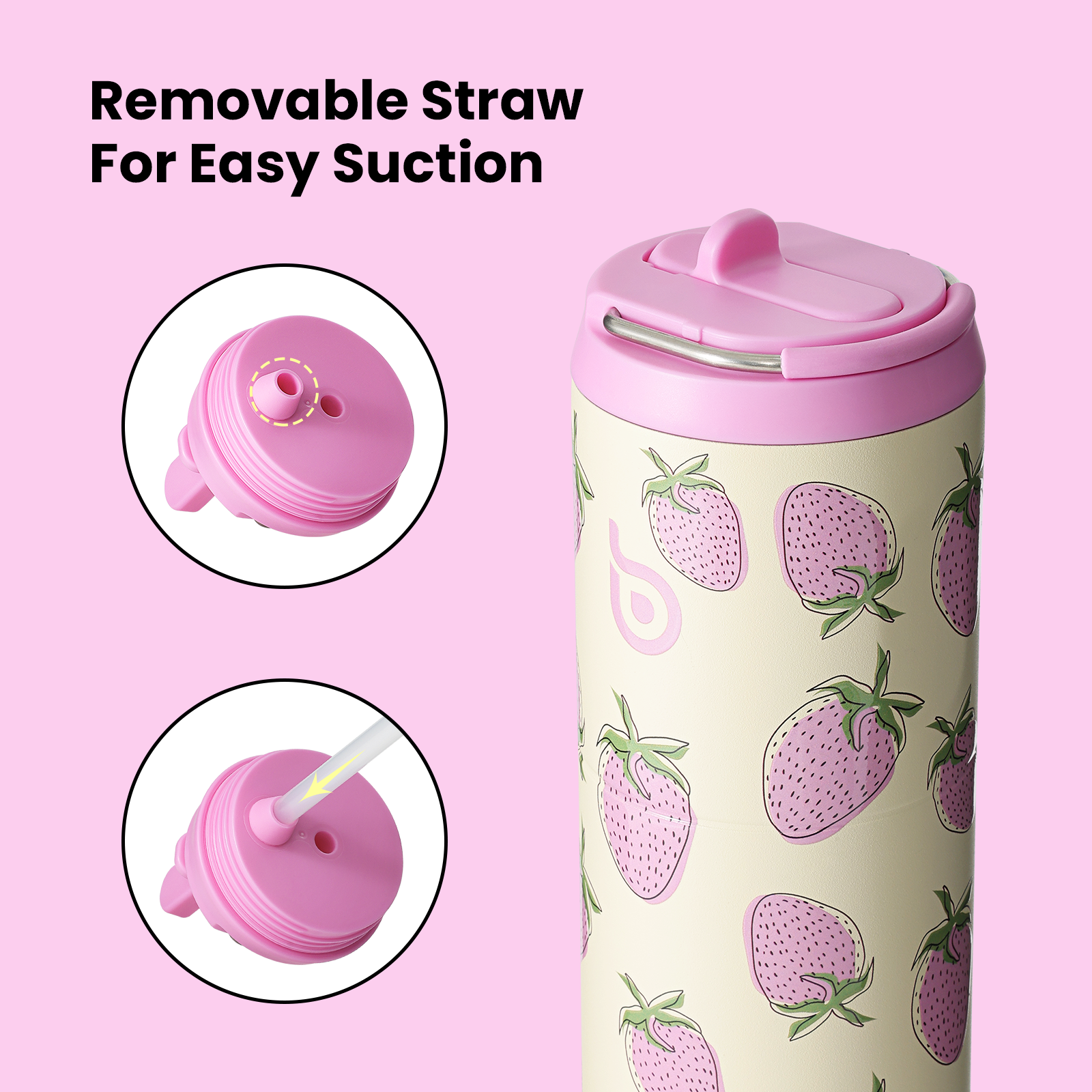 Insulated Water Bottle 24oz with Straw Lid and Handle for Sports Travel Gym Stainless Steel Water Bottles Double-Wall Vacuum Metal Leak Proof BPA-Free