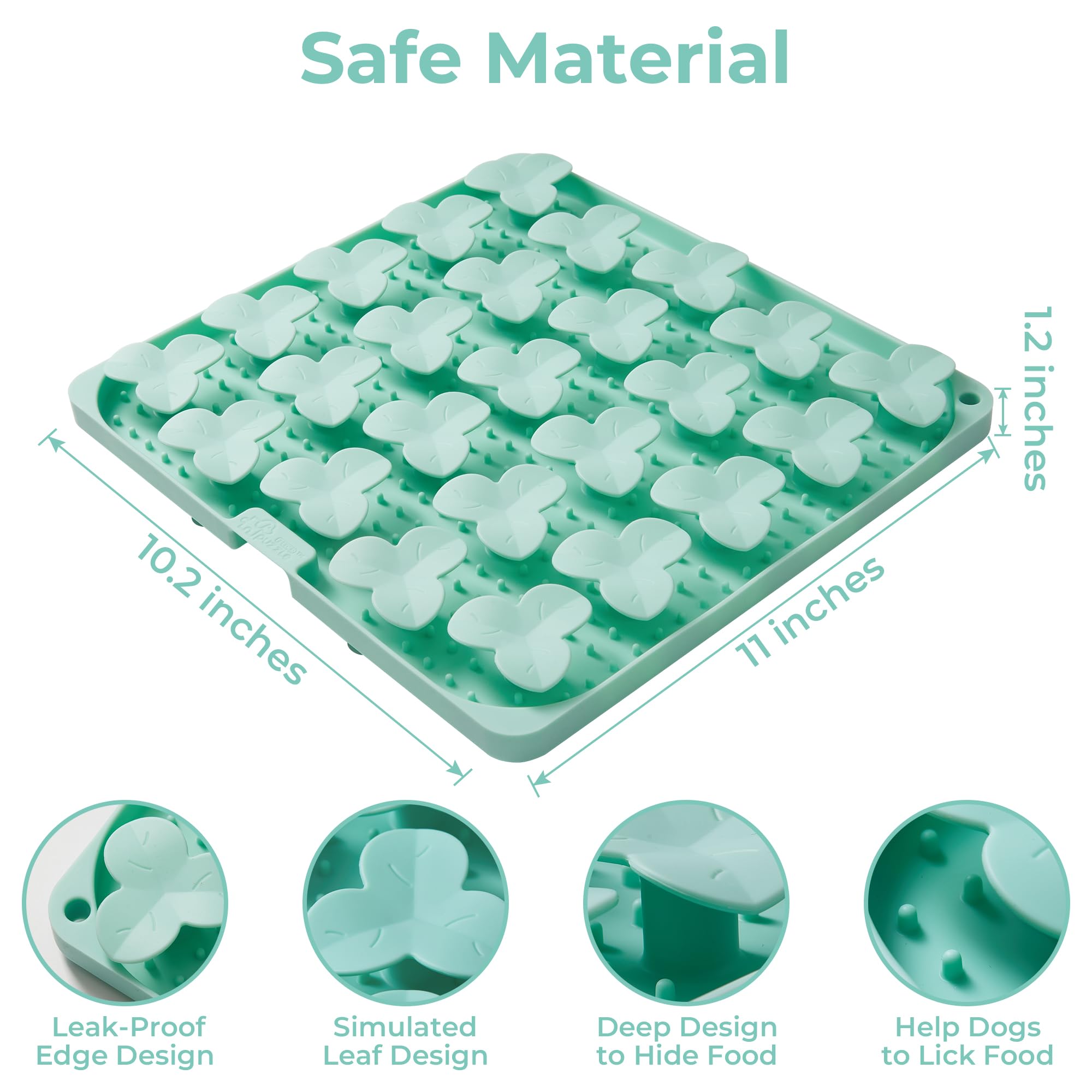 Snuffle Mat for Dogs, Lick Mat for Dogs to Slow Down Eating, Dog Puzzle Toys for Large and Medium Breed Dogs, Silicone Dog Bowls for Dry, Wet, Raw Food, Green
