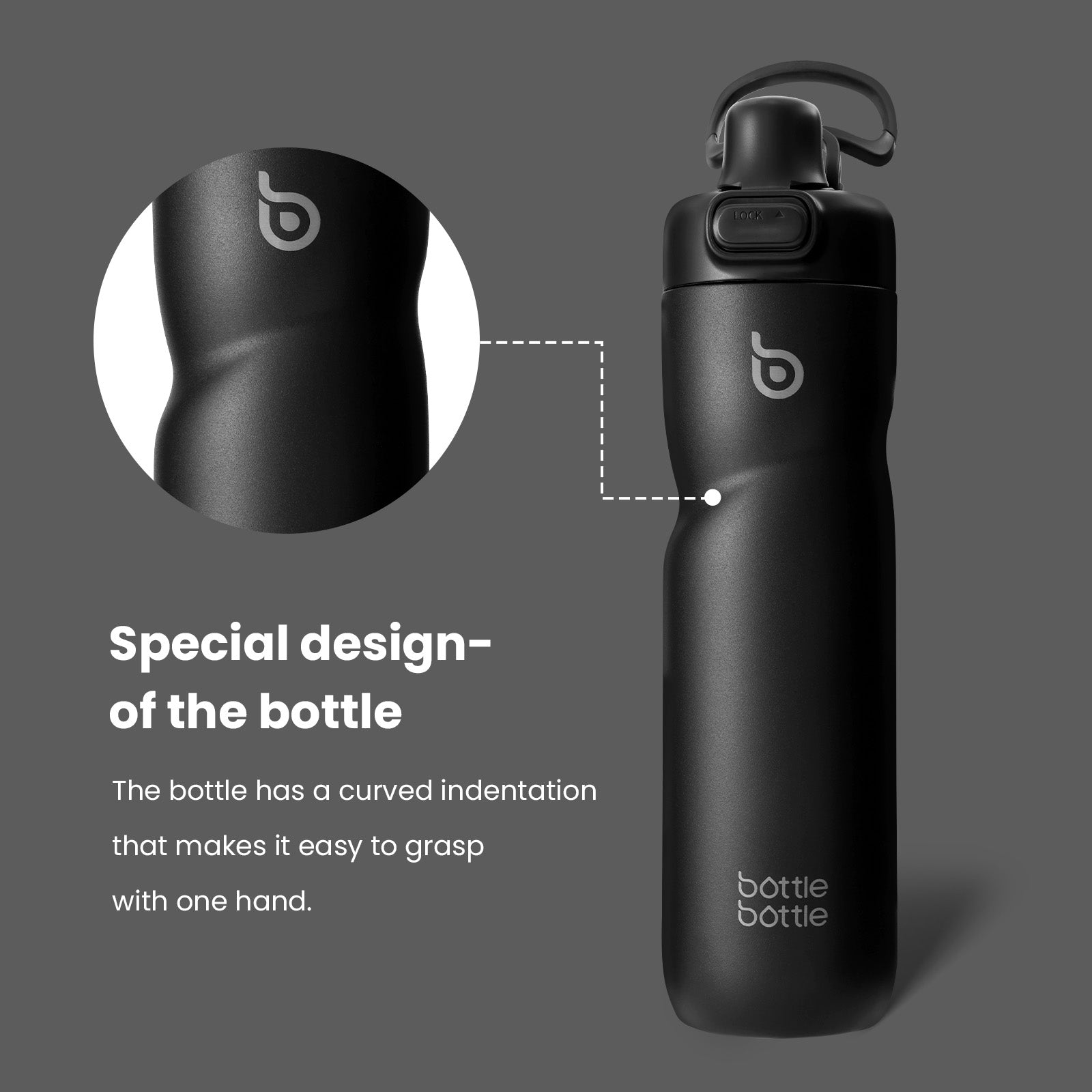 Insulated Water Bottle 24 oz with Handle and Flip Tops Lids Stainless Steel Water Bottle Push Button Lid Leak proof Portable for Running Travel Sports Hiking