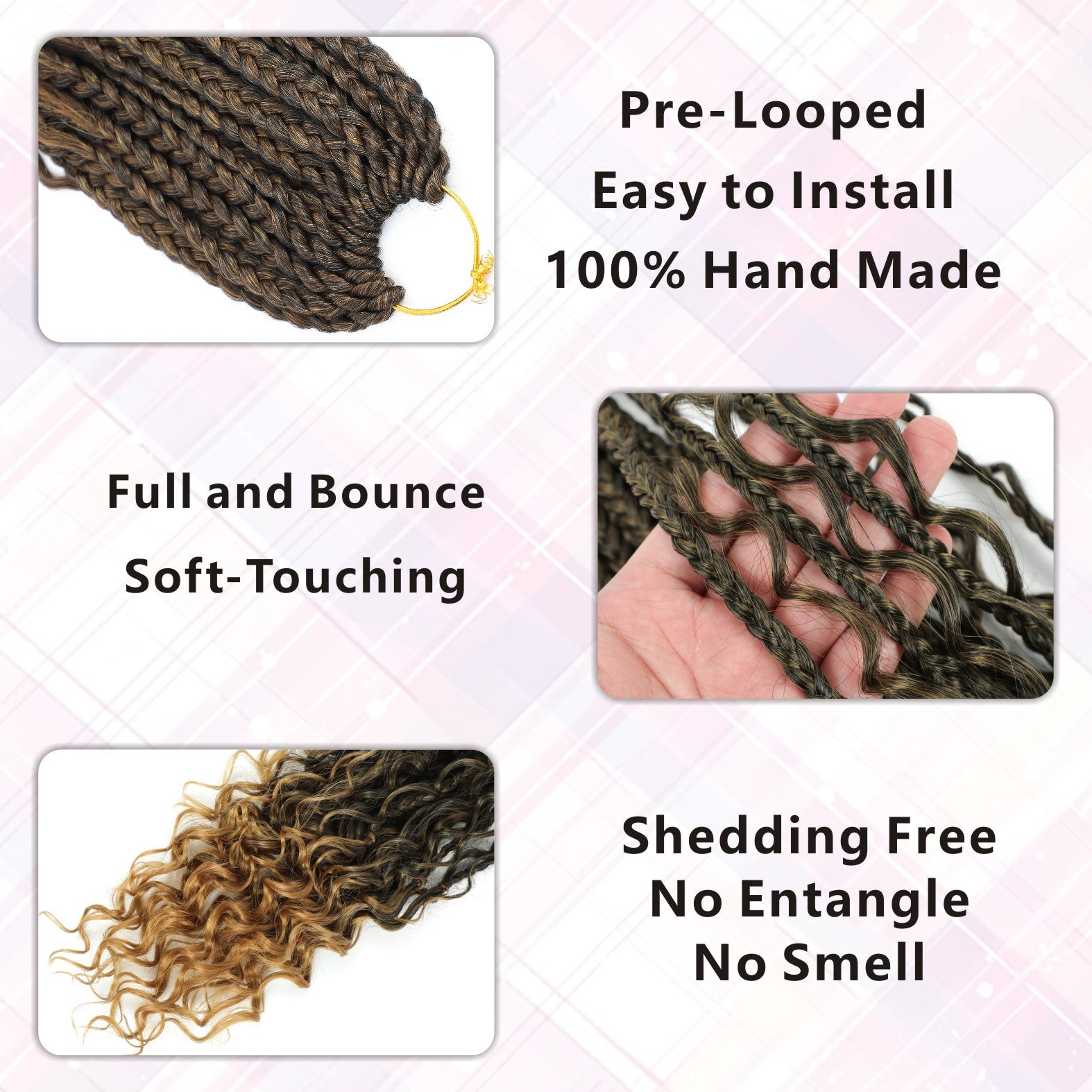 7 Pack 12/14inch Goddess Box Braids Crochet Hair Extensions Voluminous Curly Wave Ends, Natural Look Synthetic Braids for, Easy Maintenance Dreadlock-Free Hairstyle for Everyday & Special Events Bohemian Style, Realistic Texture, Protective Hairstyles
