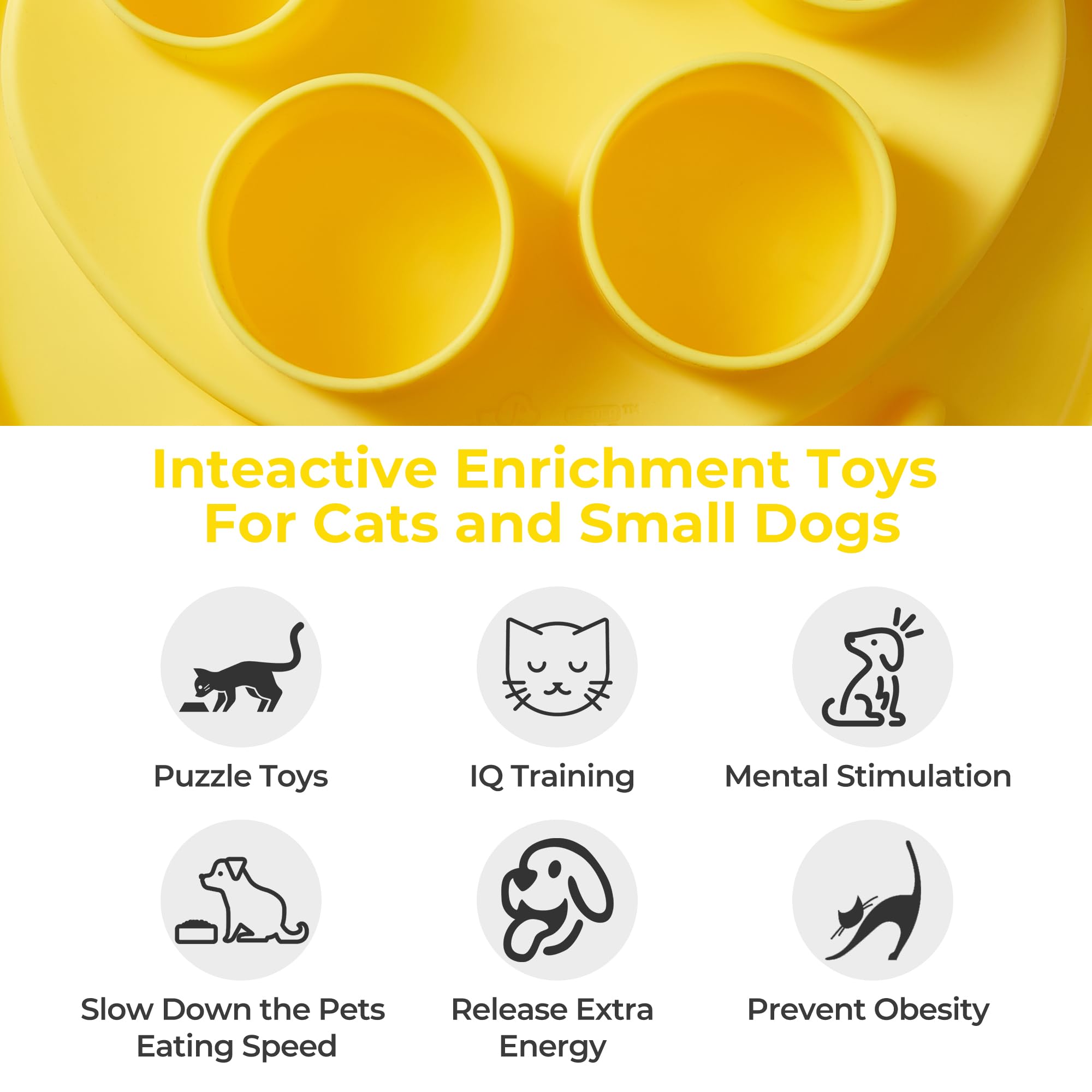Cat Slow Feeder, Interactive Cat Puzzle Toy for Mental Stimulation, Dishwasher Safe Silicone Cat Enrichment Toys, Reduces Boredom and Training Intelligence