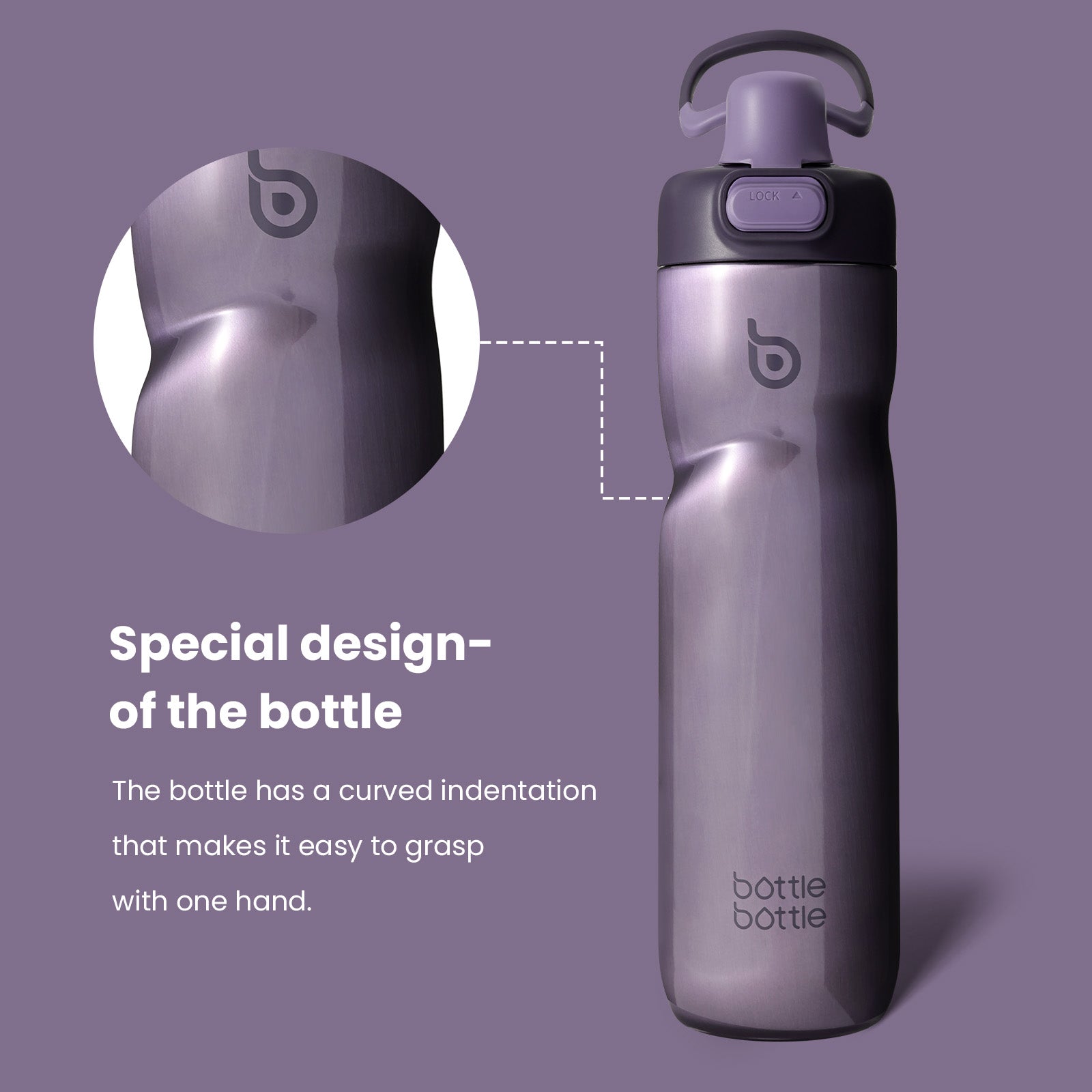 Insulated Water Bottle 24 oz with Handle and Flip Tops Lids Stainless Steel Water Bottle Push Button Lid Leak proof Portable for Running Travel Sports Hiking