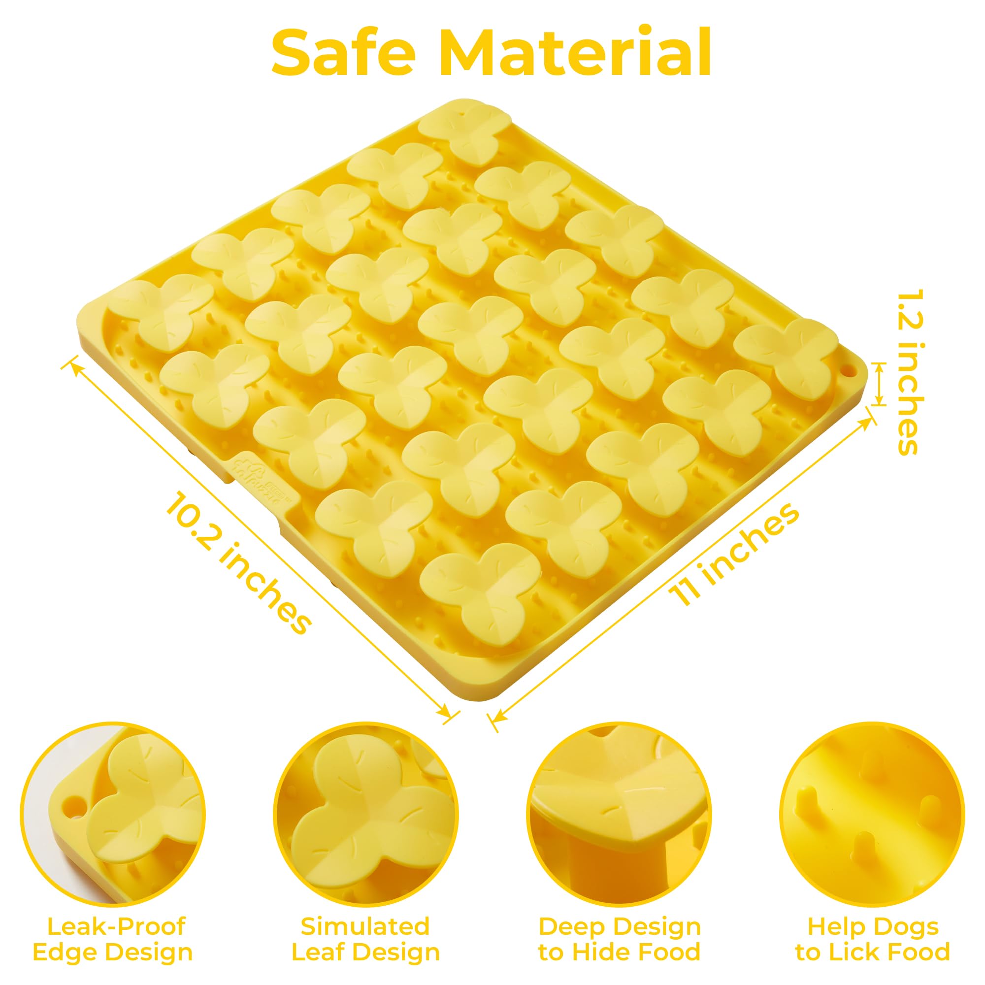 Snuffle Mat for Dogs, Lick Mat for Dogs to Slow Down Eating, Dog Puzzle Toys for Large and Medium Breed Dogs, Silicone Dog Bowls for Dry, Wet, Raw Food, Yellow