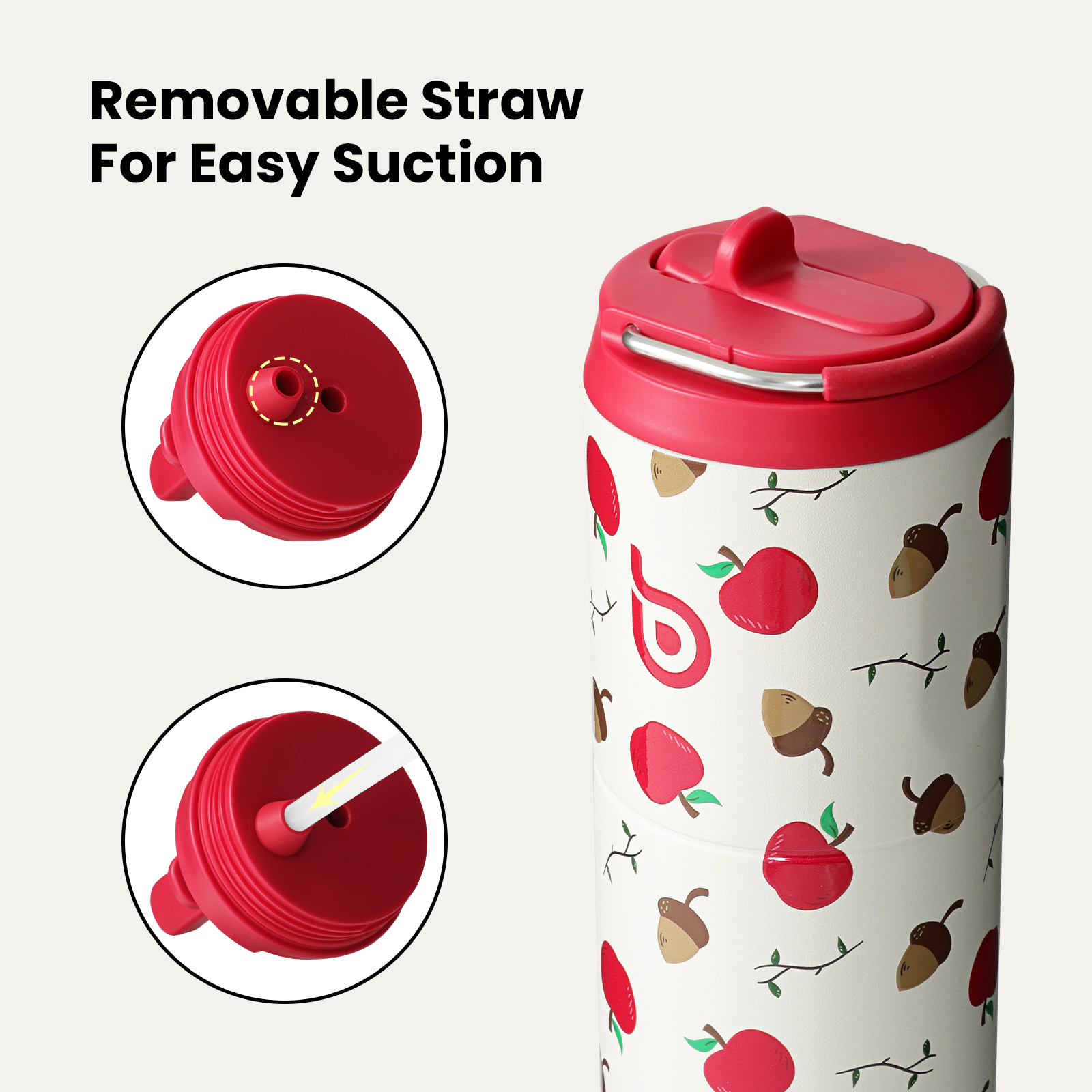 Insulated Water Bottle 24oz with Straw Lid and Handle for Sports Travel Gym Stainless Steel Water Bottles Double-Wall Vacuum Metal Leak Proof BPA-Free