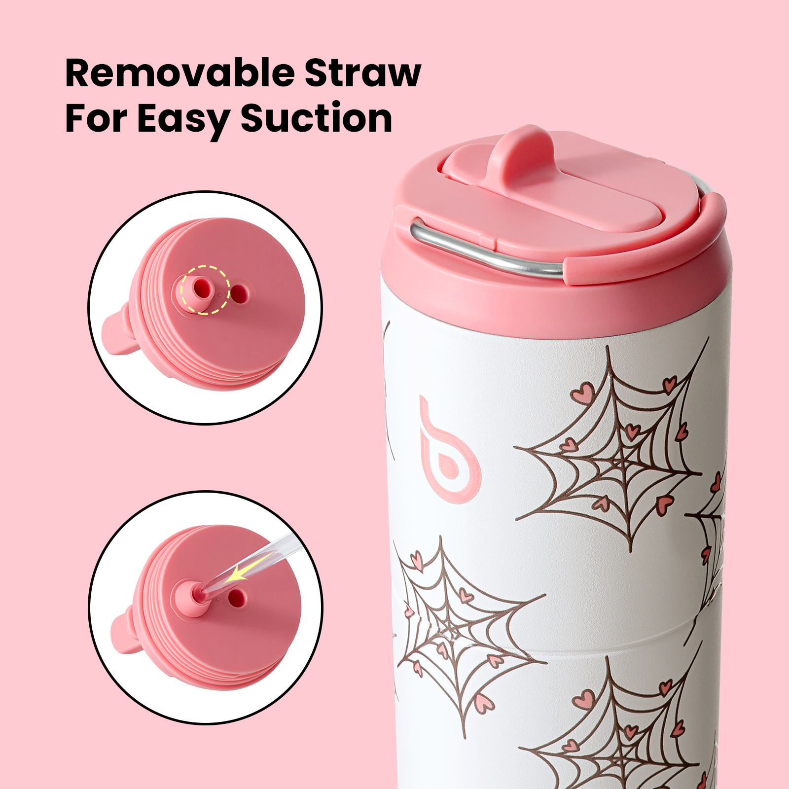 Insulated Water Bottle 24oz with Straw Lid and Handle for Sports Travel Gym Stainless Steel Water Bottles Double-Wall Vacuum Metal Leak Proof BPA-Free