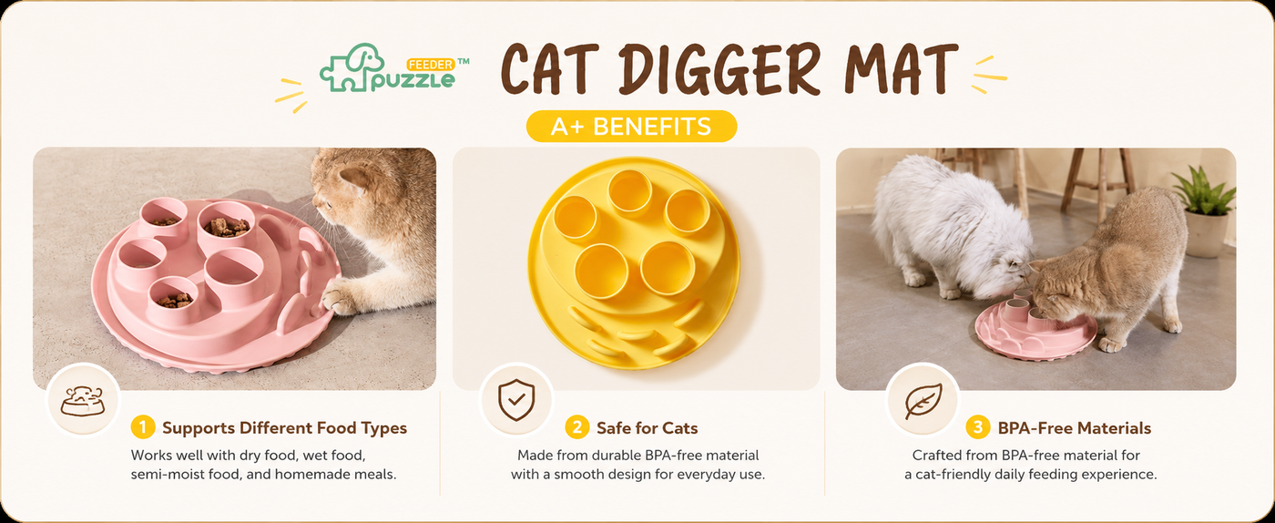 Cat Slow Feeder, Interactive Cat Puzzle Toy for Mental Stimulation, Dishwasher Safe Silicone Cat Enrichment Toys, Reduces Boredom and Training Intelligence