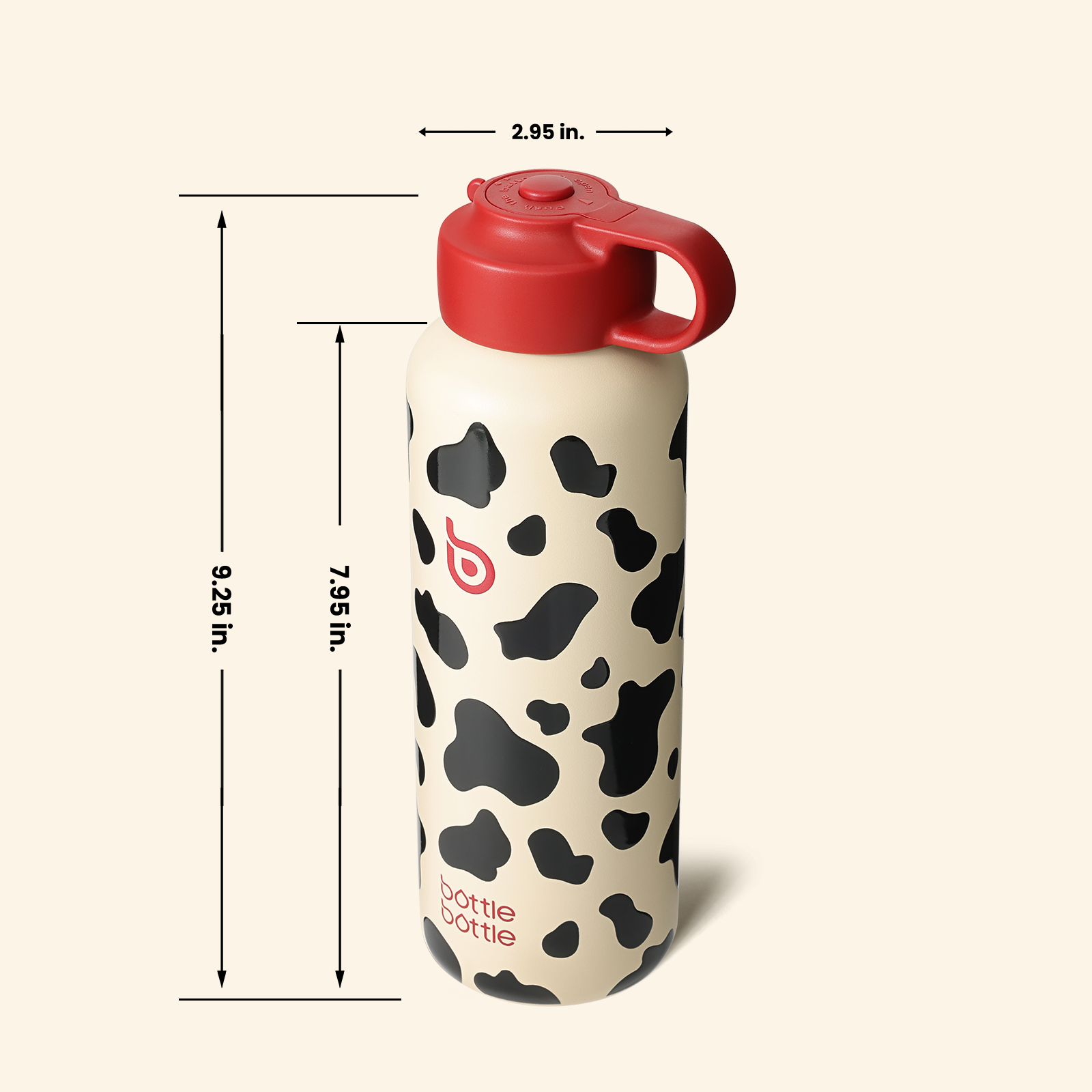Water Bottle for Carbonated Drinks 20oz Insulated Bottles for Fizzy Drinks Keep Carbonation Longer Leak Proof for Sports Travel School(Cow)