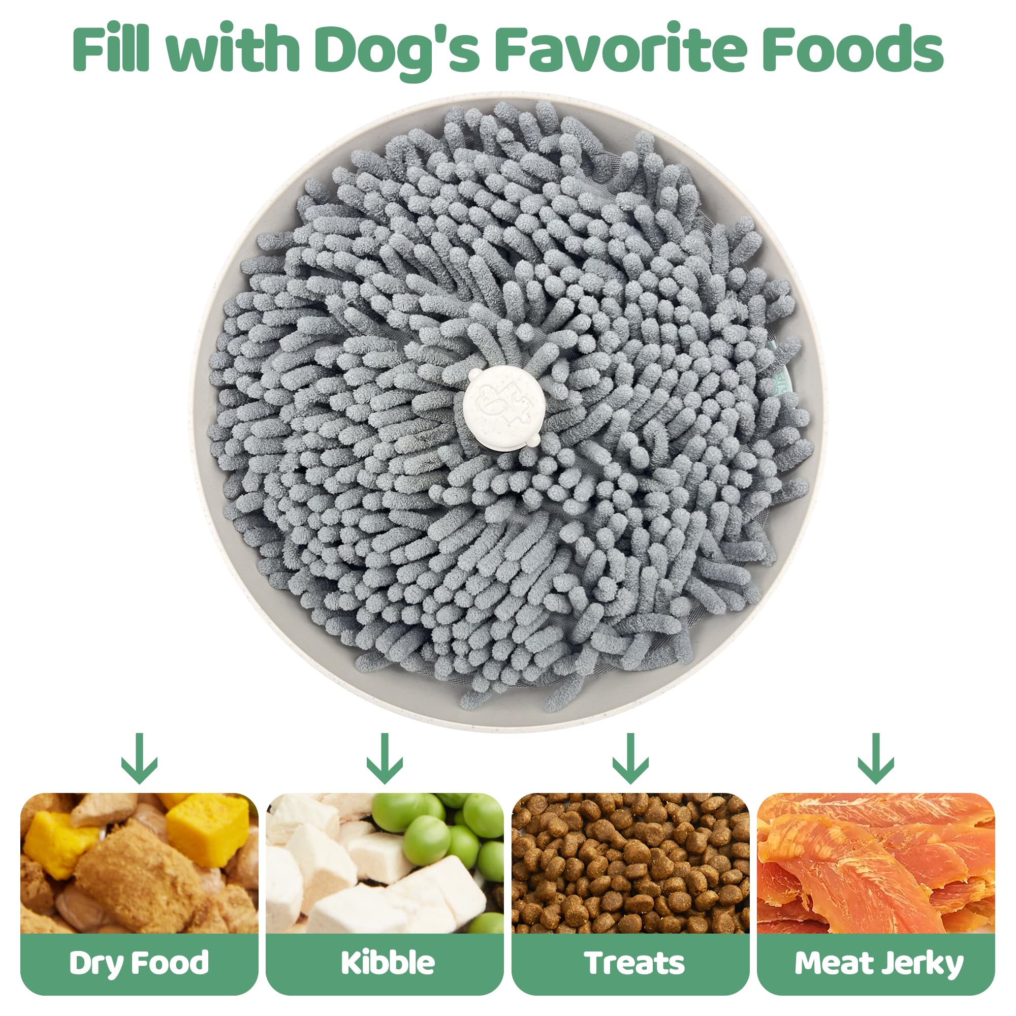 Slow Feeder Dog Bowl Insert & Snuffle Mat 2-in-1, Machine Washable Food Puzzle for Large Dogs, Soft Feeder Insert to Slow Eating