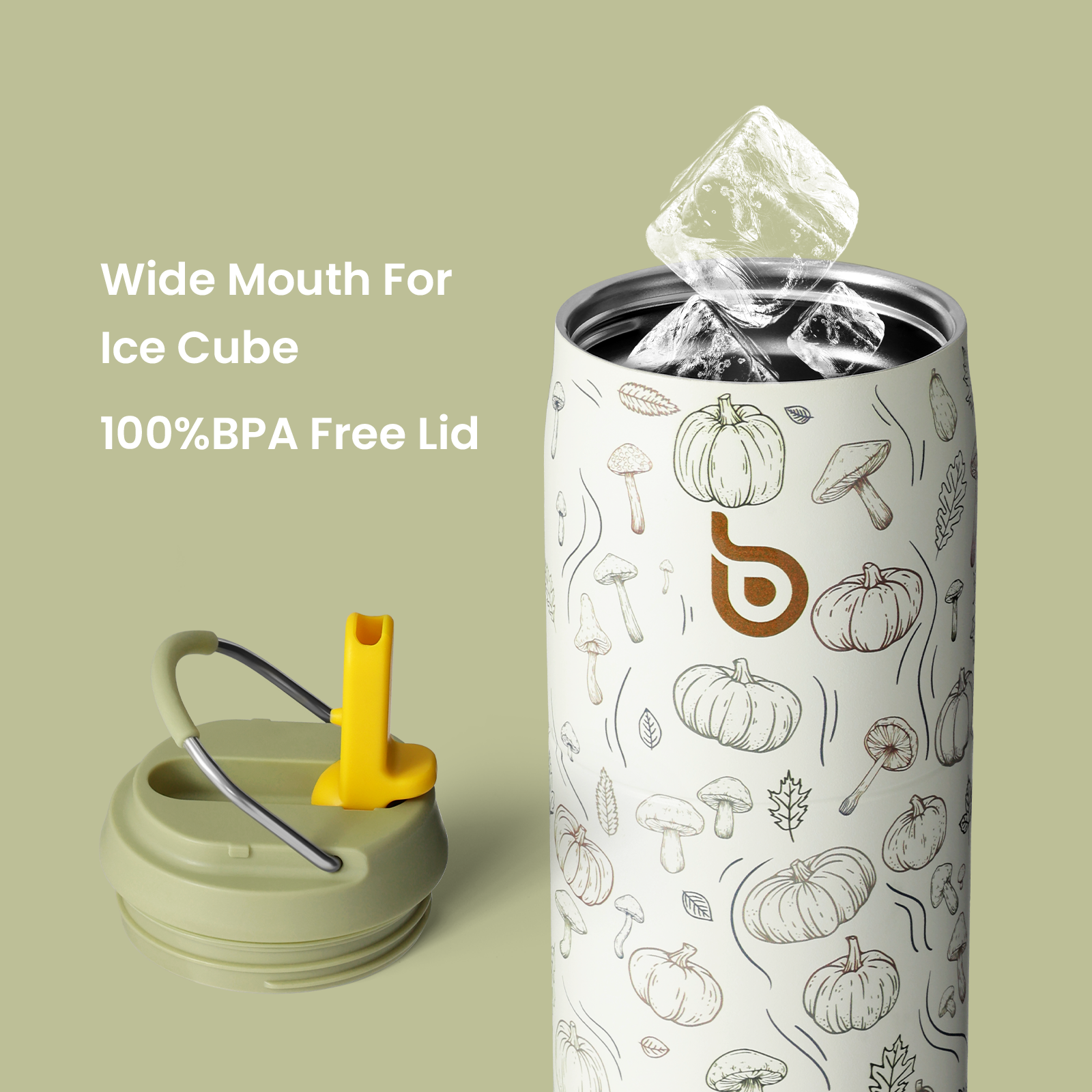 Stainless Steel Water Bottle with Straw and Lid 32 oz Vacuum Insulated Cup Stay Cold and Hot, Leak-Proof Wide Mouth Water Bottles for Men