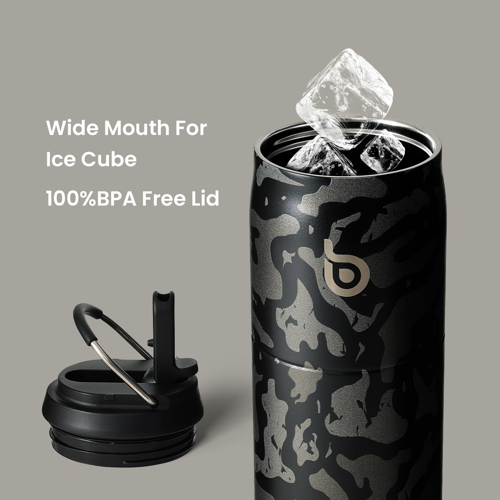 Stainless Steel Water Bottle with Straw and Lid 32 oz Vacuum Insulated Cup Stay Cold and Hot, Leak-Proof Wide Mouth Water Bottles for Men
