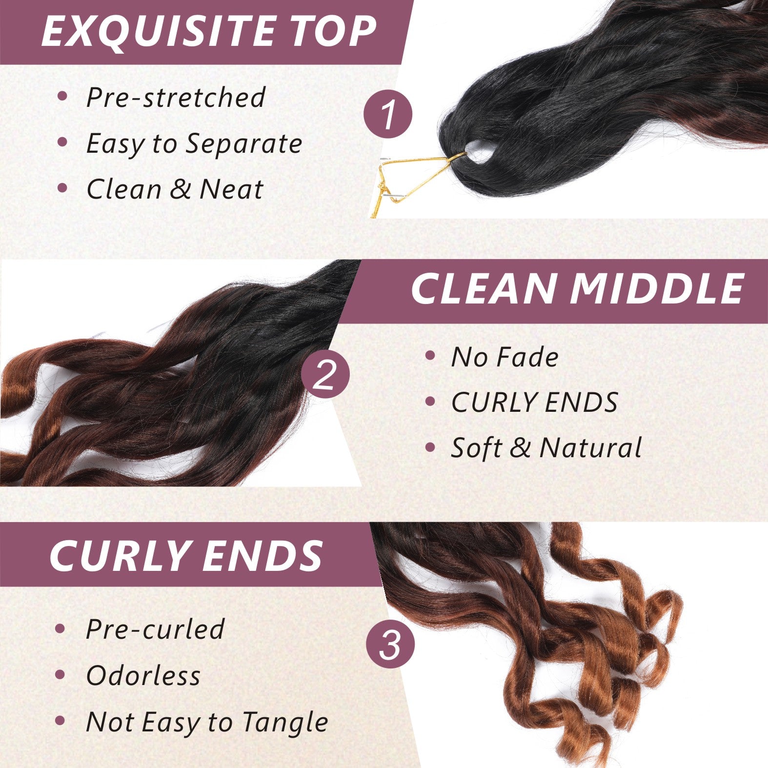 French Curly Braiding Hair 6 Packs Loose Wavy Braiding Hair Pre Stretched Bouncy Synthetic French Curl Braiding Hair Extensions for Women