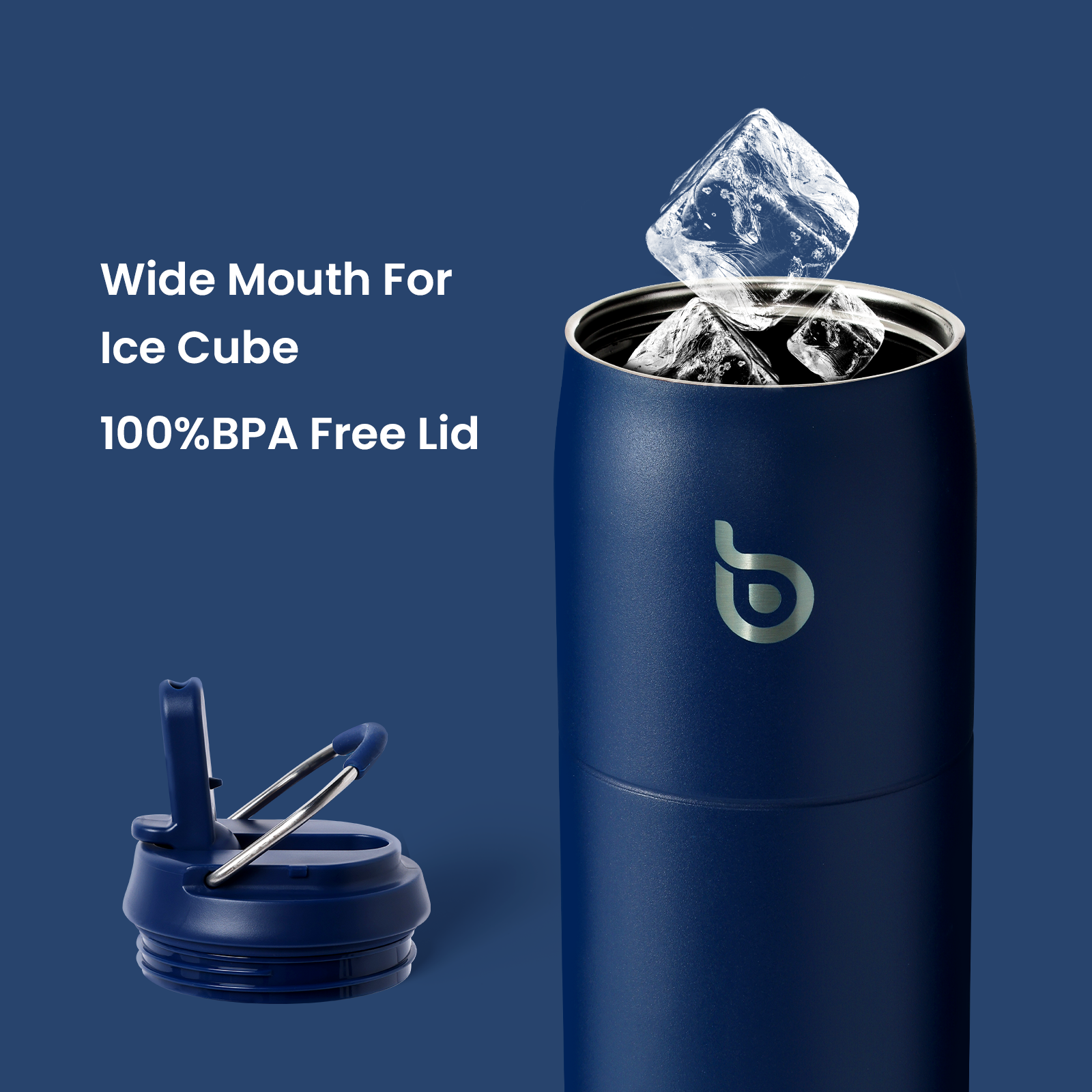 Stainless Steel Water Bottle with Straw and Lid 32 oz Vacuum Insulated Cup Stay Cold and Hot, Leak-Proof Wide Mouth Water Bottles for Men