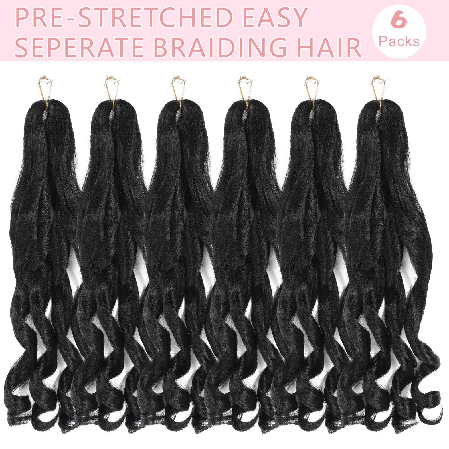 French Curly Braiding Hair 14-22 Inch Loose Wavy 6 Packs Various colors to choose from Bouncy Braiding Hair Extensions Synthetic French Curl Crochet Hair Extensions