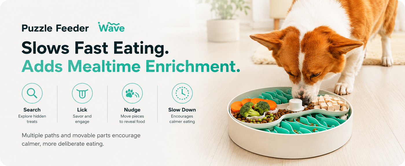 Slow Feeder Dog Bowl for Large Dogs with Non-Slip Base - Adjustable Speed Design, Removable Puzzle Inserts & Dishwasher Safe, Green
