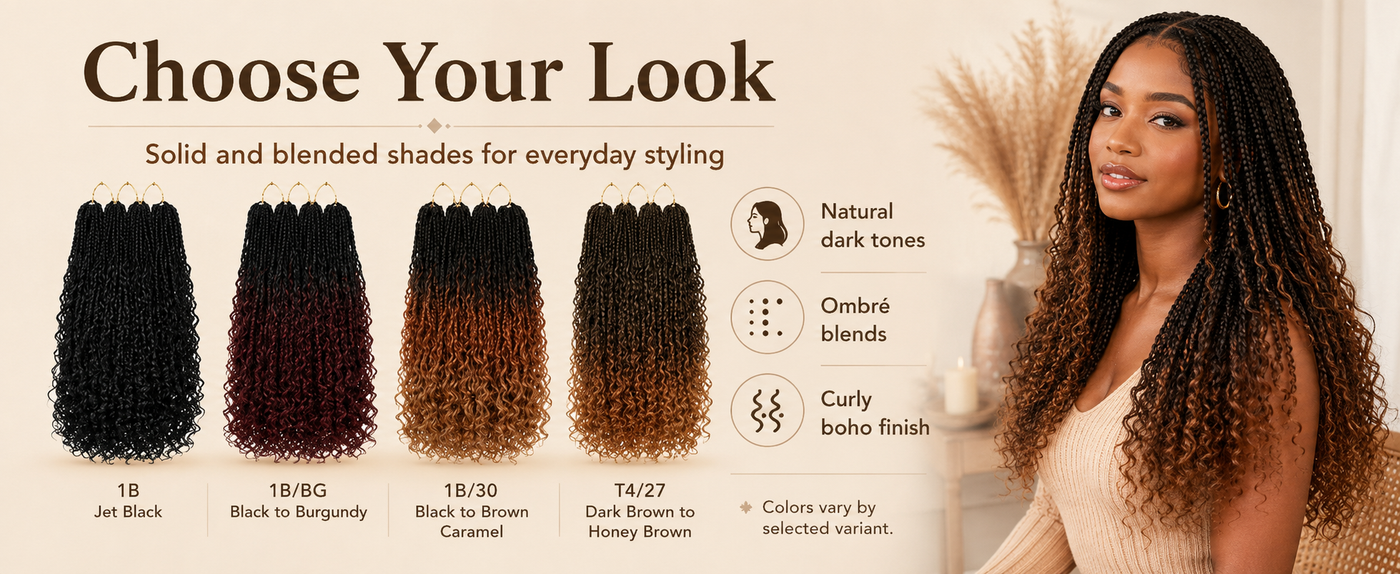 12/14 Inch Boho Box Braids 8 Pack Goddess Box Braids Bohemian Box Braids Crochet Hair Crochet Box Braids With Curly Ends For Women Black Burgundy Color