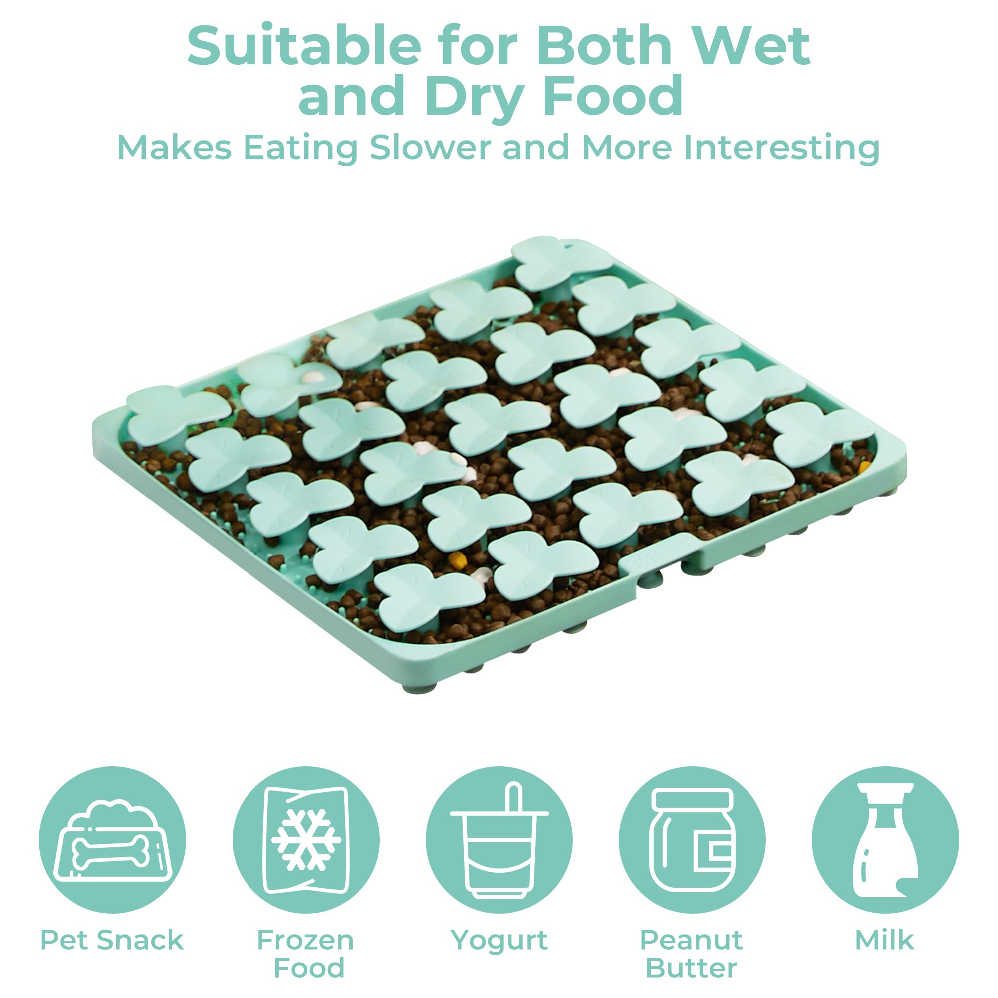 Snuffle Mat for Dogs, Lick Mat for Dogs to Slow Down Eating, Dog Puzzle Toys for Large and Medium Breed Dogs, Silicone Dog Bowls for Dry, Wet, Raw Food, Green