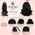 French Curl Braiding Hair 14/16 Inch 6 Packs Braiding Hair Pre Stretched Curly Crochet Hair for Women Loose Wavy French Curl Braids Synthetic Hair Extensions Natural Black 1B