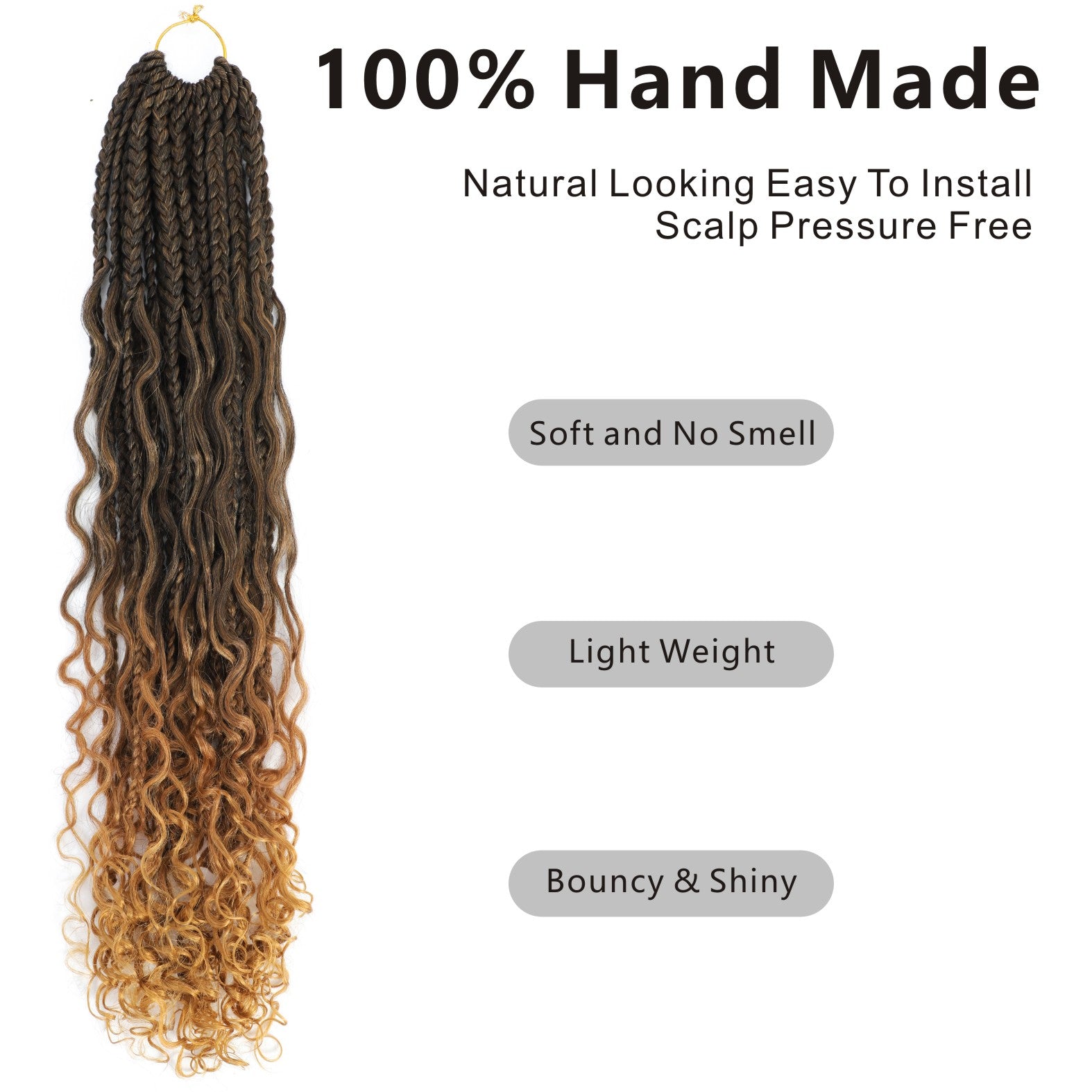 Goddess Bohemian box braids Crochet Hair,12/14 inch Pre Looped Boho Box Braid Crochet Hair with curly Ends,8pcs Boho Crochet Braids Synthetic Hair Extensions for Women