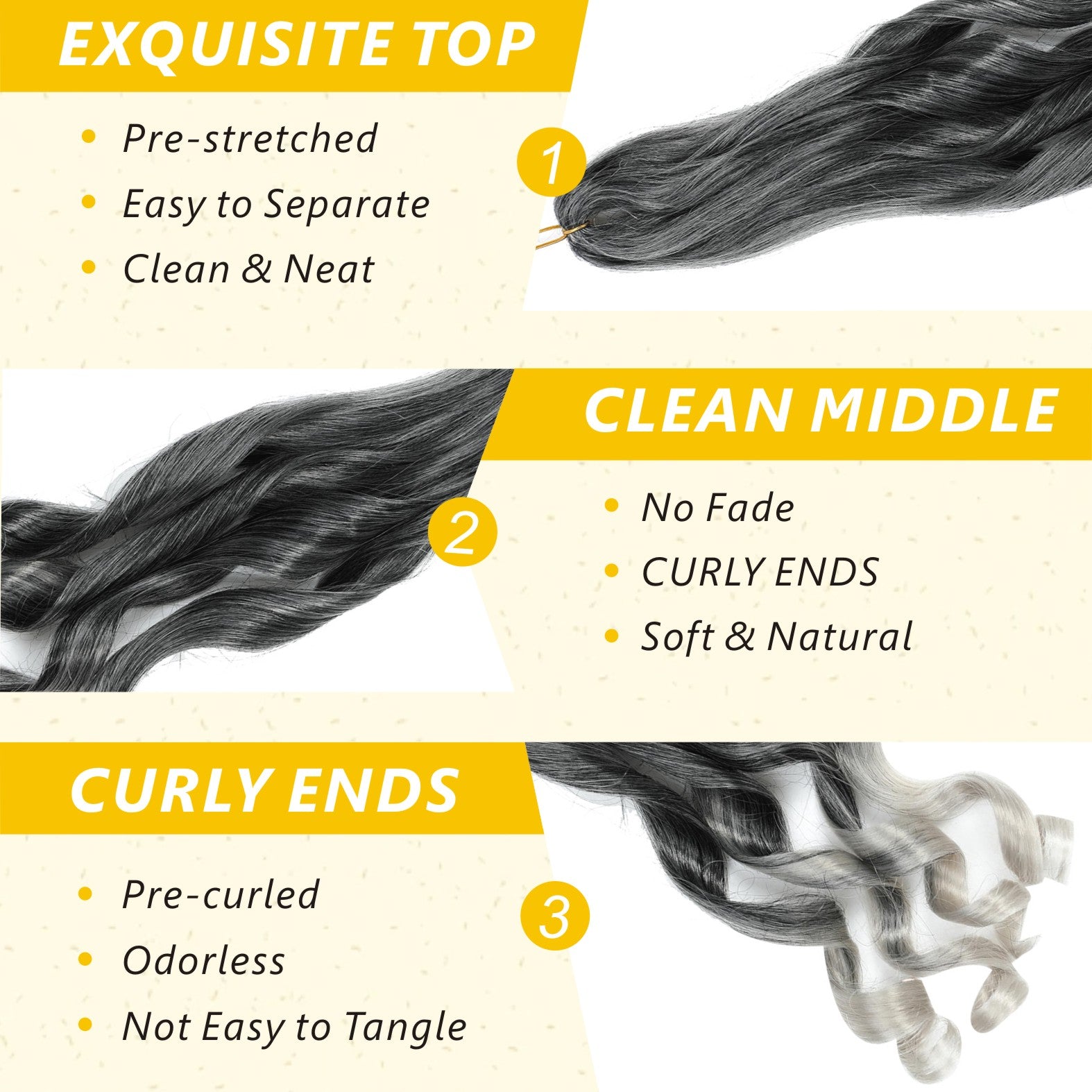 French Curly Braiding Hair 14/16 Inch Loose Wavy 6 Packs Various colors to choose from Bouncy Braiding Hair Extensions Synthetic French Curl Crochet Hair Extensions