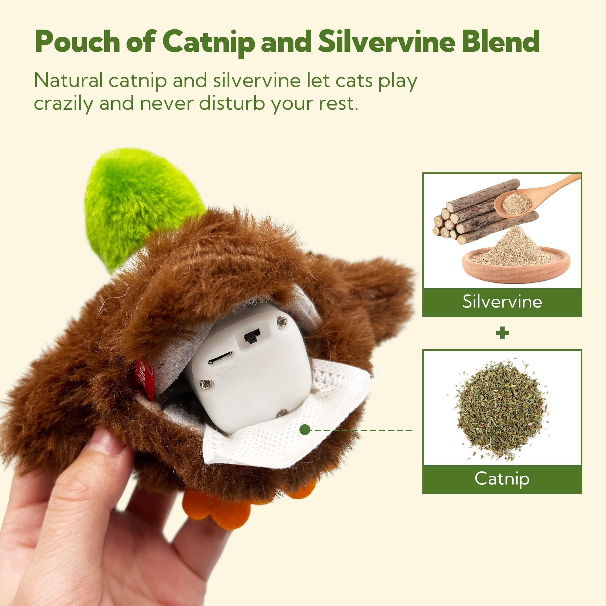 PETFUTURE Flapping Cat Toy, Motion Activated Duck with Catnip, 3 Modes & USB Rechargeable, Machine Washable Interactive Toy for Indoor Cats