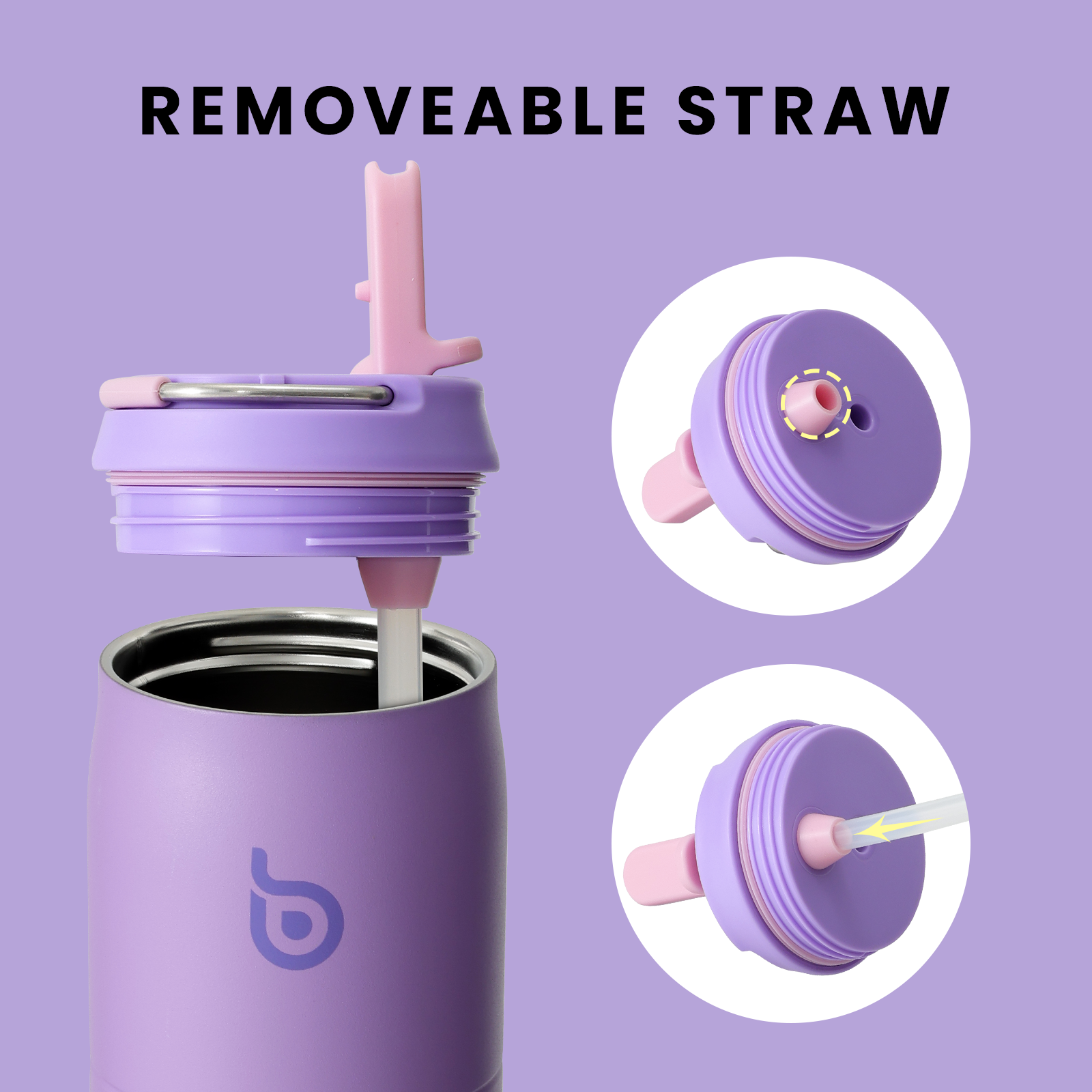 Stainless Steel Water Bottle with Straw and Lid 32 oz Vacuum Insulated Cup Stay Cold and Hot, Leak-Proof Wide Mouth Water Bottles for Men