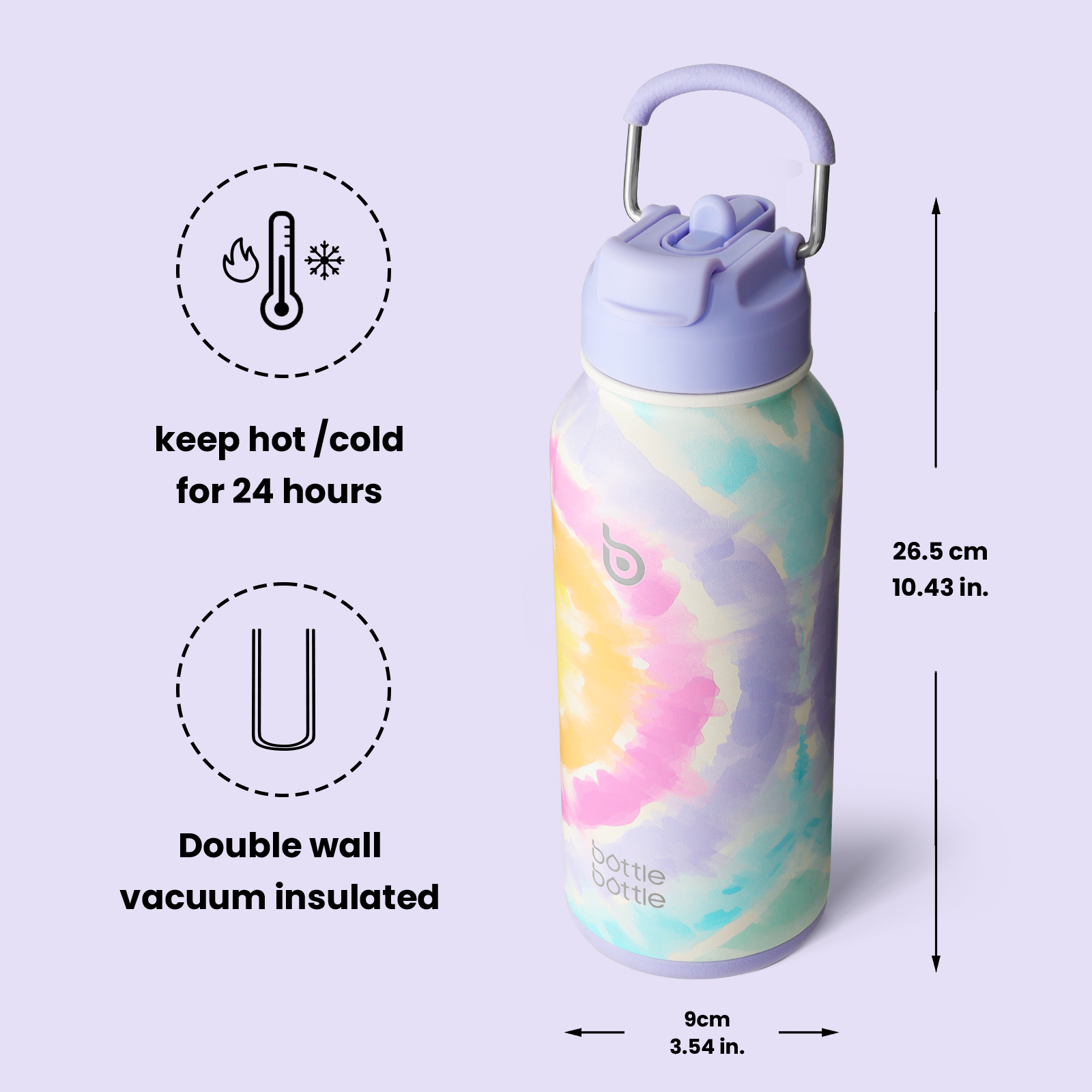 32oz Insulated Water Bottle Stainless Steel Sport Water Bottle with Straw Dual-use Lid Design for Gym with Pill Box