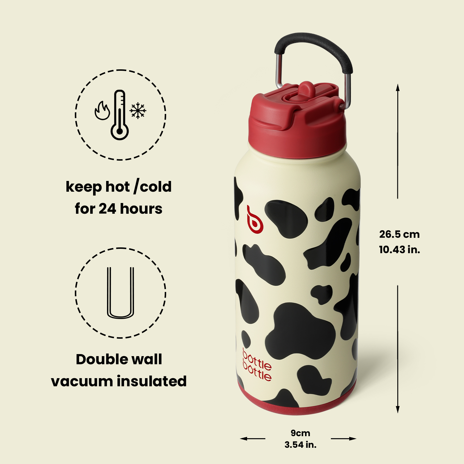 32oz Insulated Water Bottle Stainless Steel Sport Water Bottle with Straw Dual-use Lid Design for Gym with Pill Box