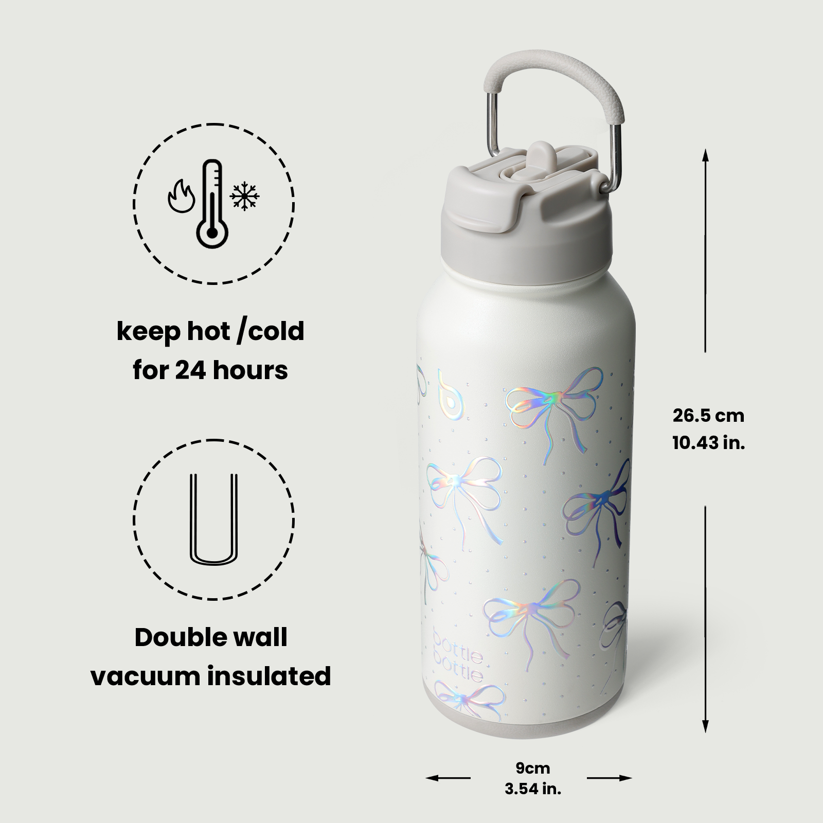 32oz Insulated Water Bottle Stainless Steel Sport Water Bottle with Straw Dual-use Lid Design for Gym with Pill Box