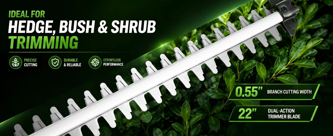 Cordless Hedge Trimmer with Battery and Charger, 20V Bush Trimmer, 22" Dual-Action Blade, 3000SPM Electric Shrub Trimmer, 0.55" Cutting, Lightweight Battery Powered for Garden & Yard