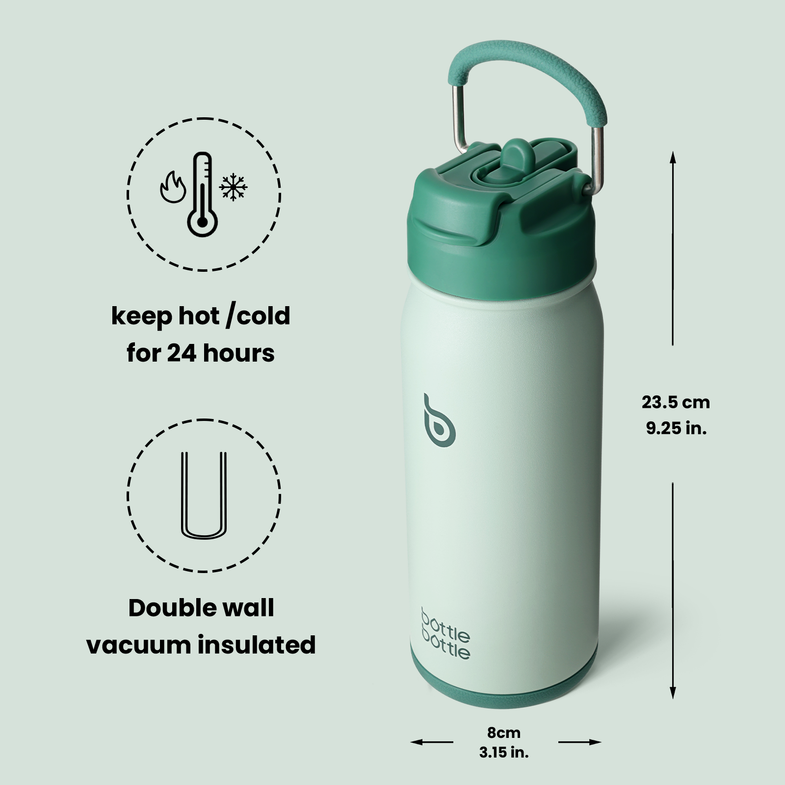 16 oz sports water bottle stainless steel insulated kids water bottle with straw and pills holder for gifts and school