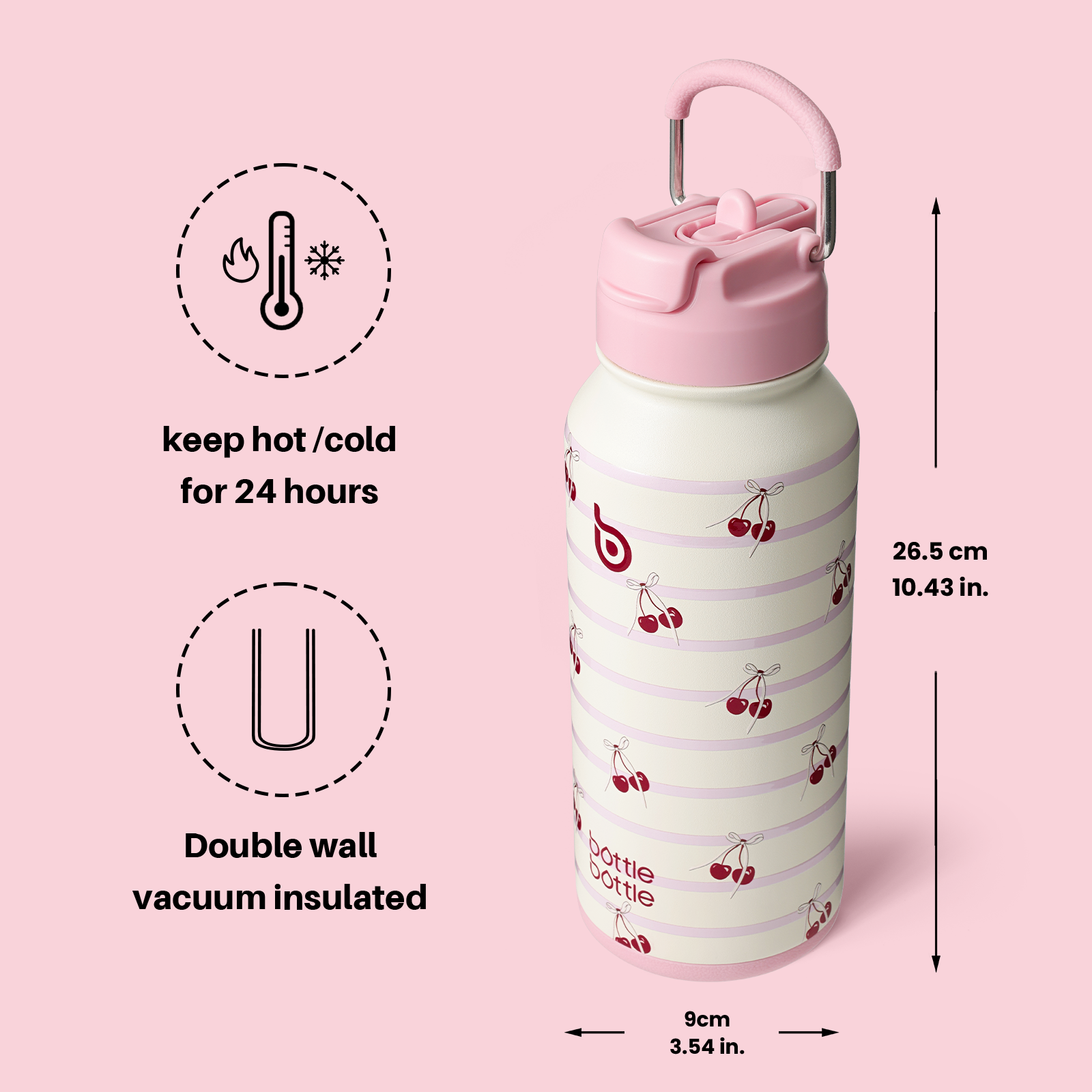 32oz Insulated Water Bottle Stainless Steel Sport Water Bottle with Straw Dual-use Lid Design for Gym with Pill Box