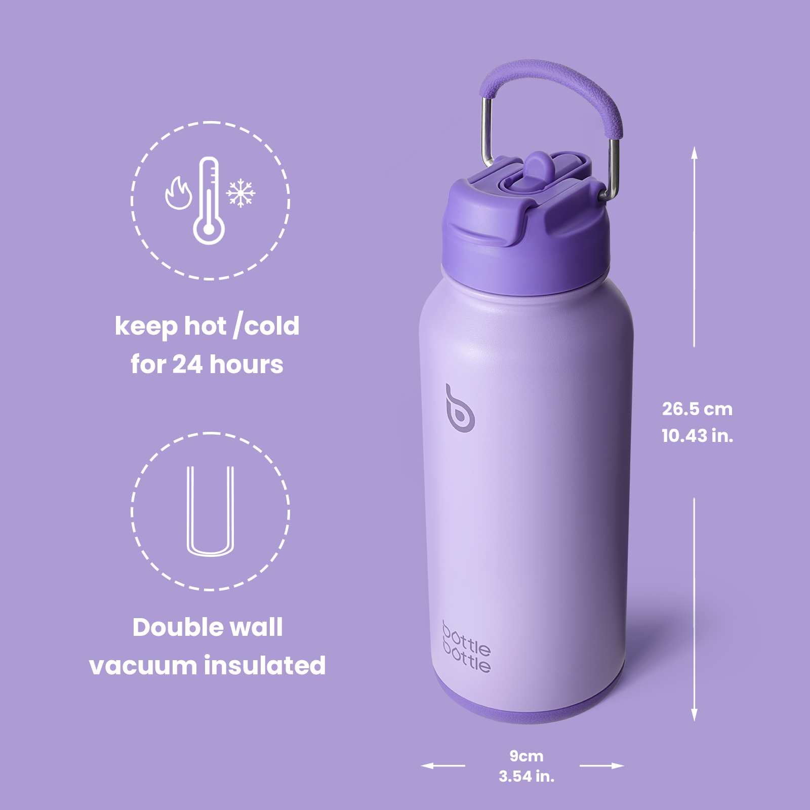 32oz Insulated Water Bottle Stainless Steel Sport Water Bottle with Straw Dual-use Lid Design for Gym with Pill Box